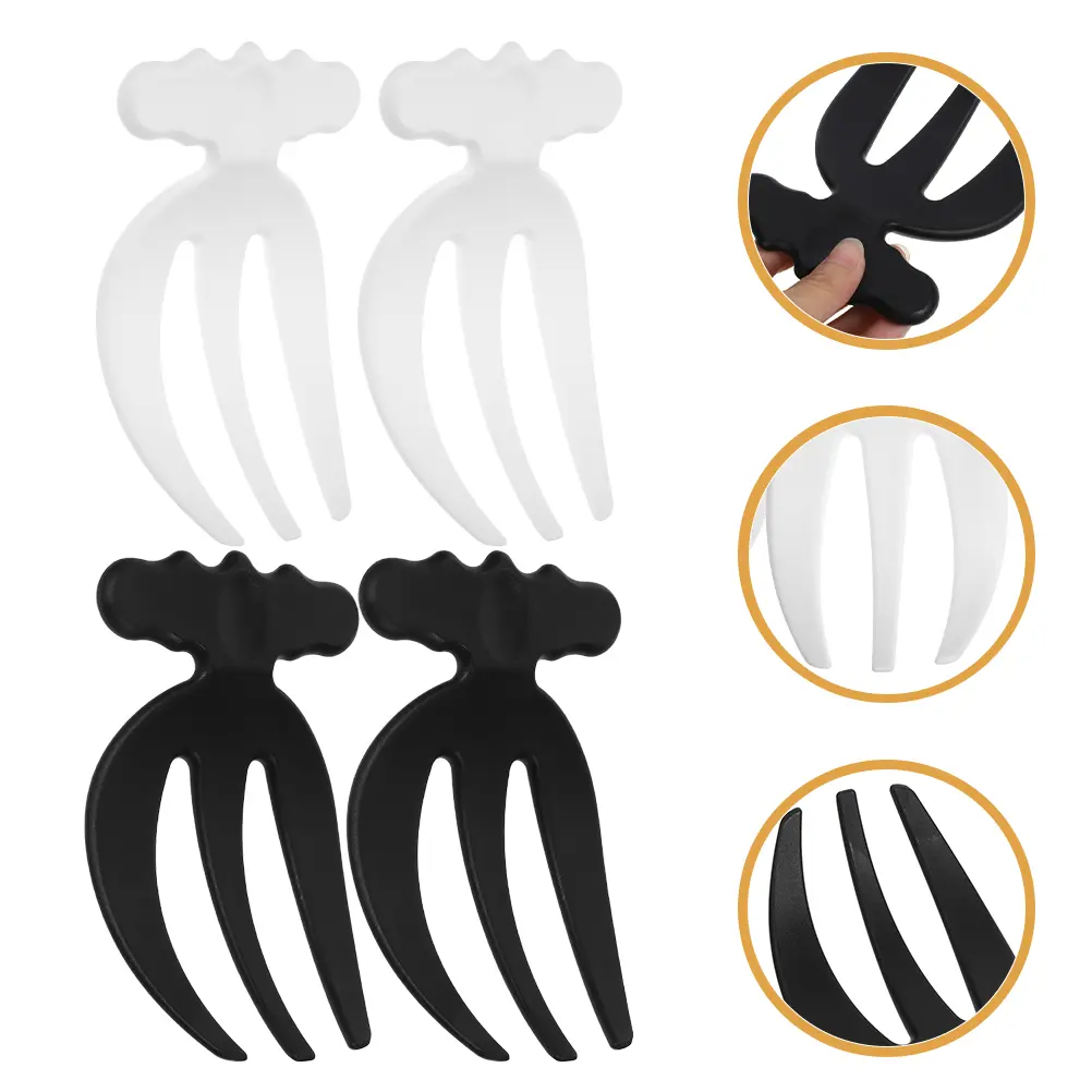 4pcs Salad Mixer Black 2 White 2 Vegetable Forks Server Claws Multifunctional Tableware Lunch Box Fruit Claw Salad Hands