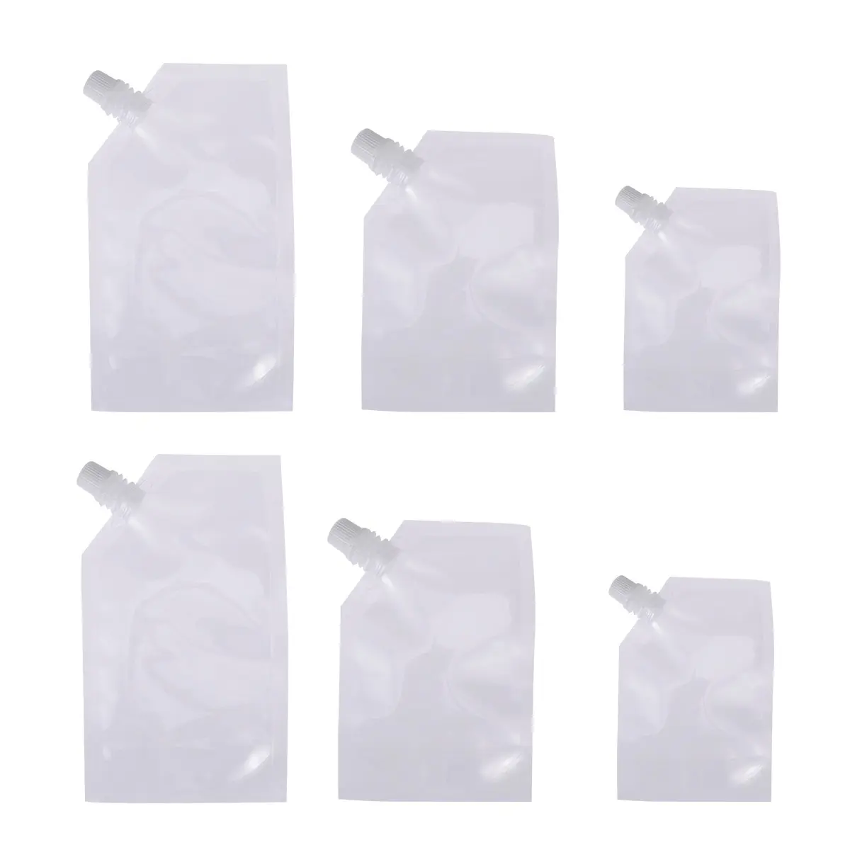 6pcs Transparent Food Drinks Flasks Liquor Pouch Reusable Beverages Drinking Flasks (Size S, , L for Each )