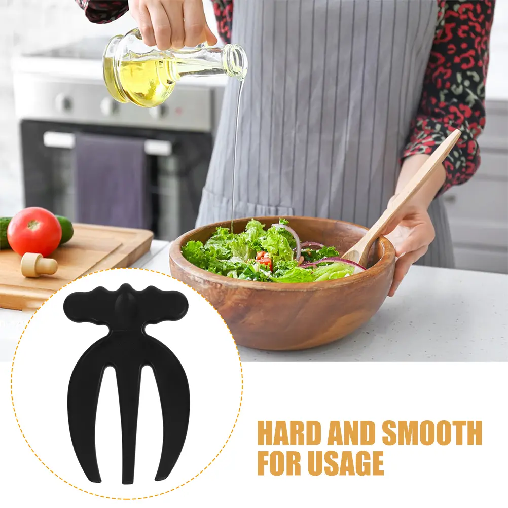 4pcs Salad Mixer Black 2 White 2 Vegetable Forks Server Claws Multifunctional Tableware Lunch Box Fruit Claw Salad Hands