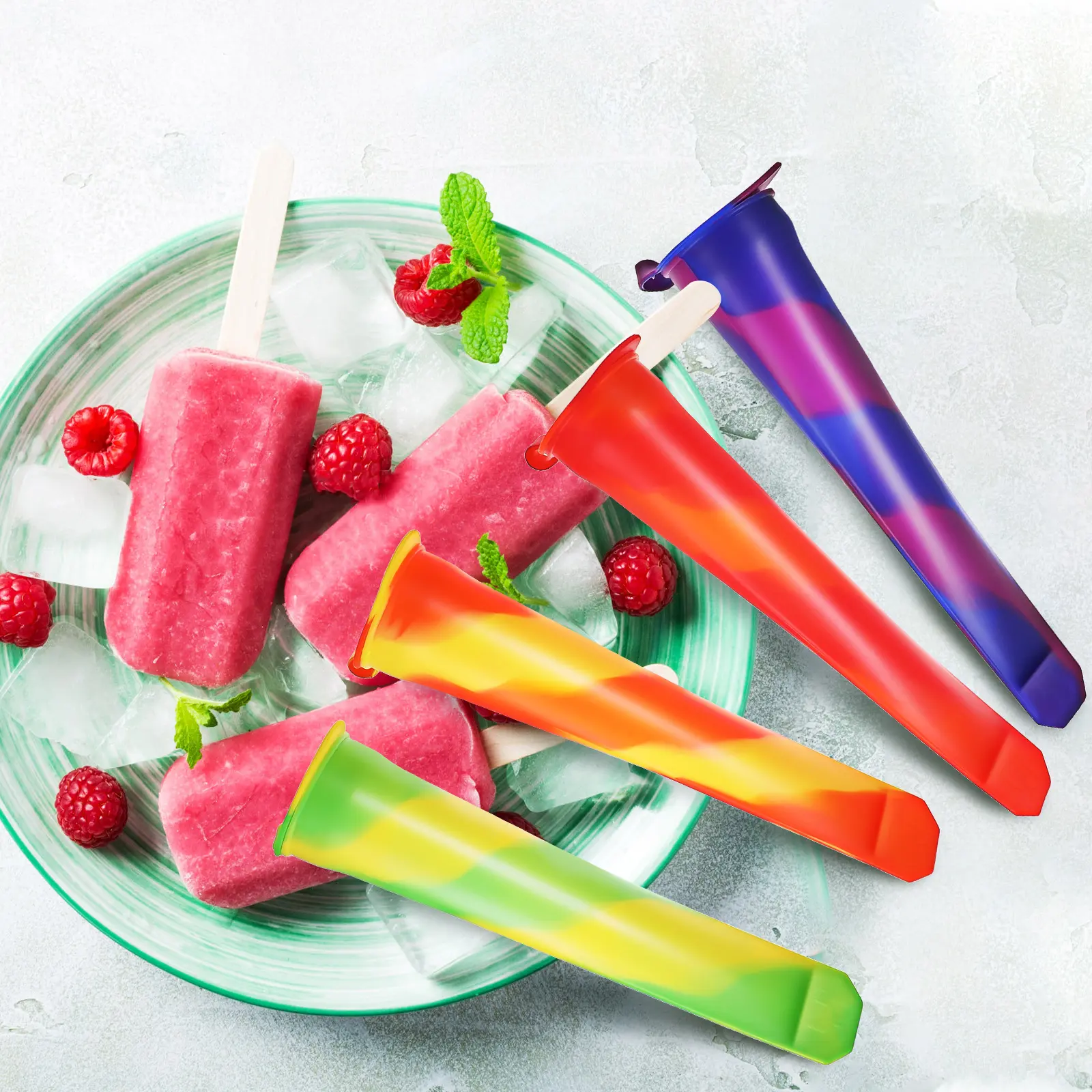 12 Pcs Tubes Cream Mold Silicone Food Silicone Ice Mold Grade Safe Reusable Flexible Lollipops Molds Kitchen Bar Tools