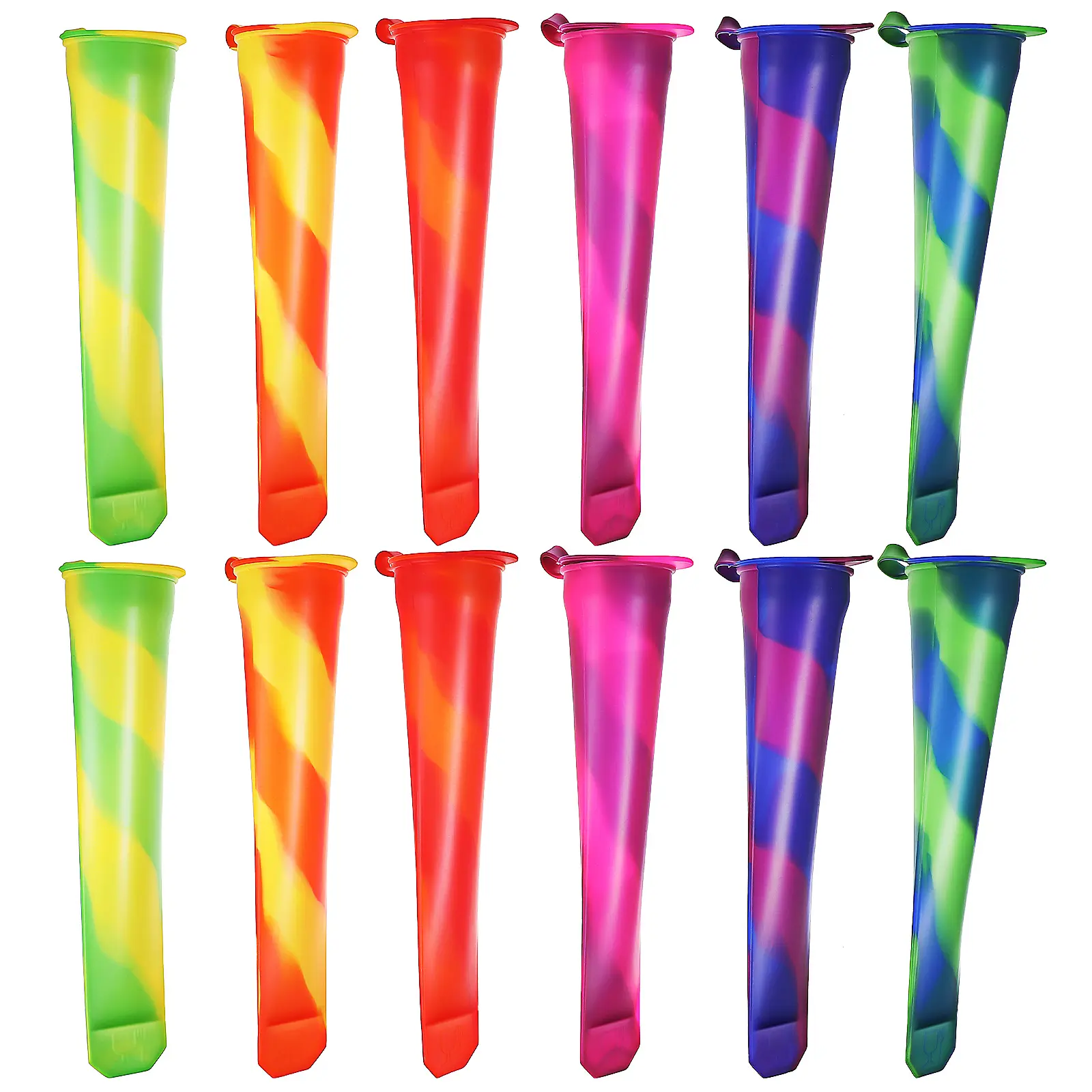 12 Pcs Tubes Cream Mold Silicone Food Silicone Ice Mold Grade Safe Reusable Flexible Lollipops Molds Kitchen Bar Tools