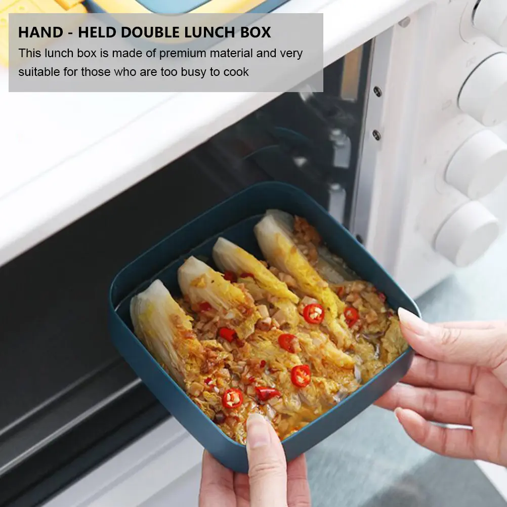 Portable Lunch Box Double Layer Leak Proof Spoon Family Work School Picnic Outdoor Plastic Container Student Travel