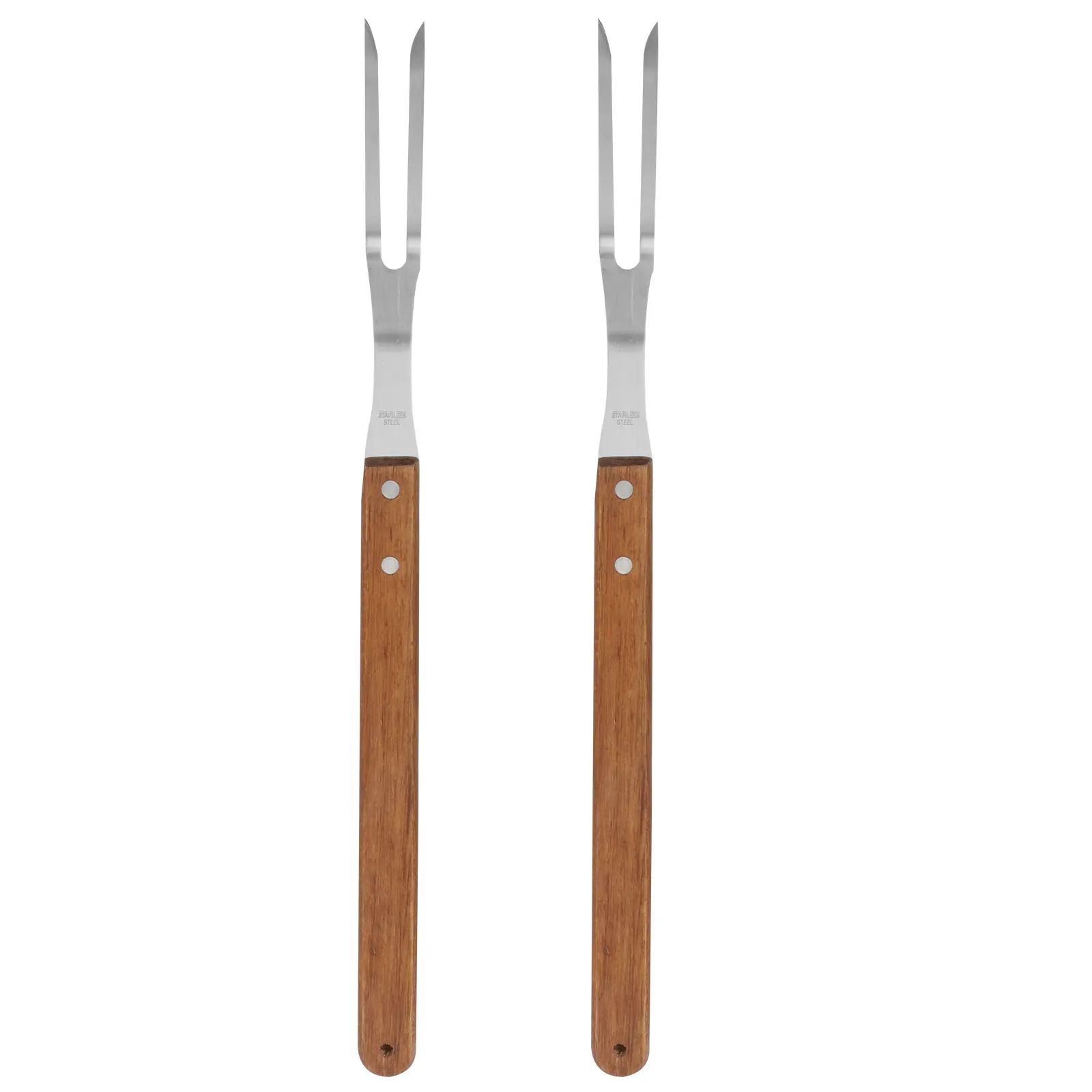 2pcs Stainless Steel Meat Forks BBQ Accessories Wooden H Grilling Kebabs Outdoor Picnic Home Barbecue Skewers Kitchen Bar