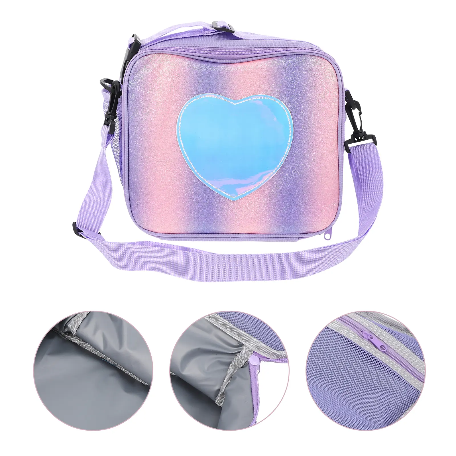 Insulated Lunch Bag Washable Travel Laser Picnic for Outdoor Polyester Girl Reusable Bags