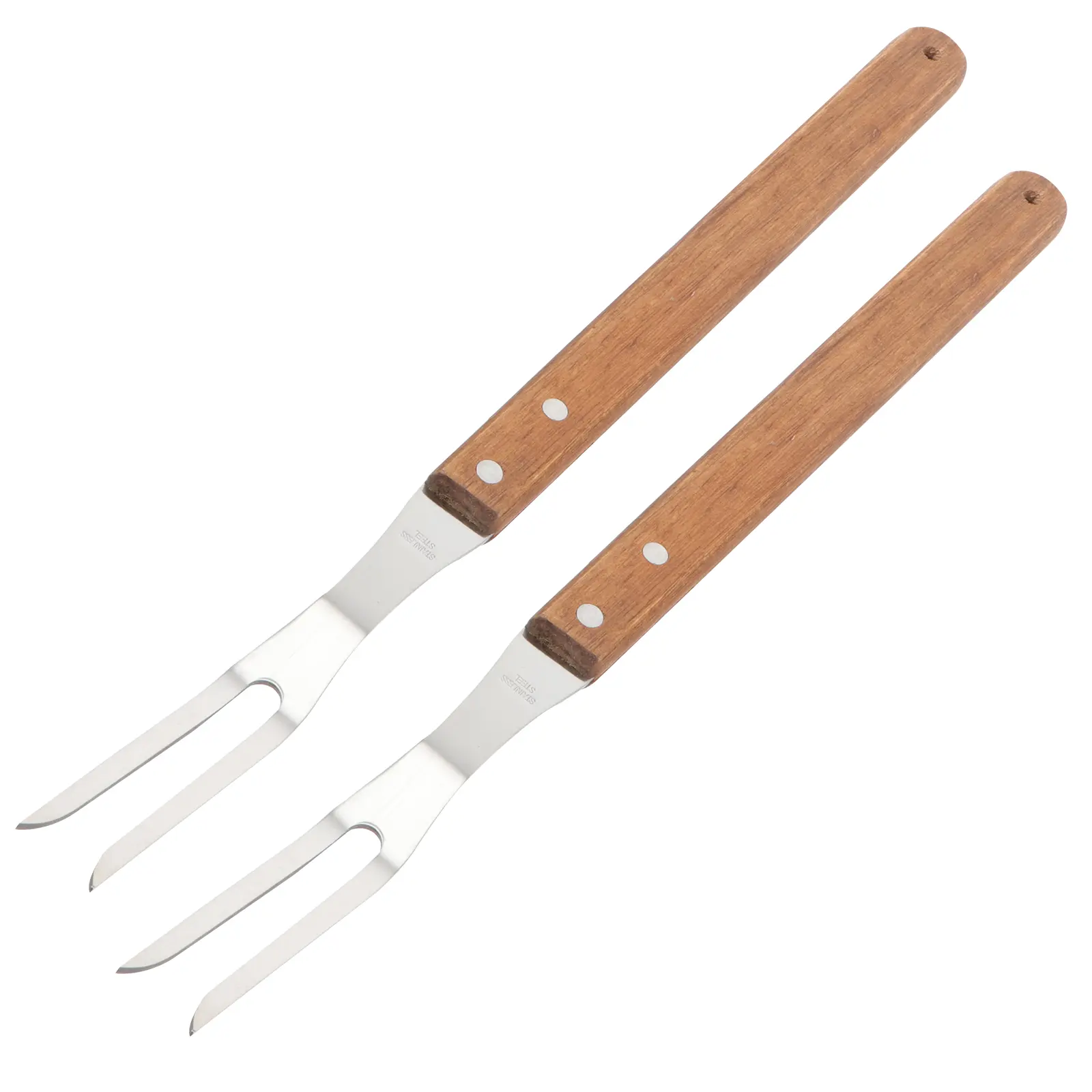 2pcs Stainless Steel Meat Forks BBQ Accessories Wooden H Grilling Kebabs Outdoor Picnic Home Barbecue Skewers Kitchen Bar