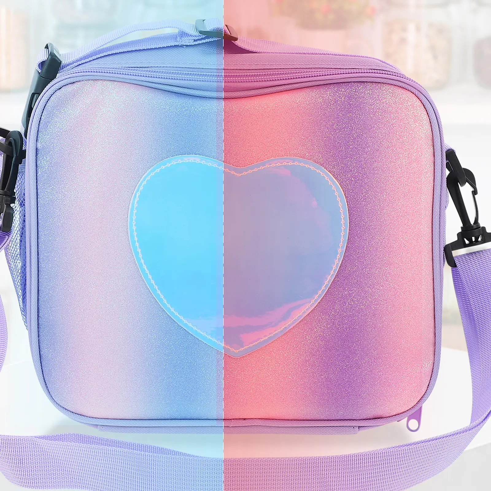 Insulated Lunch Bag Washable Travel Laser Picnic for Outdoor Polyester Girl Reusable Bags