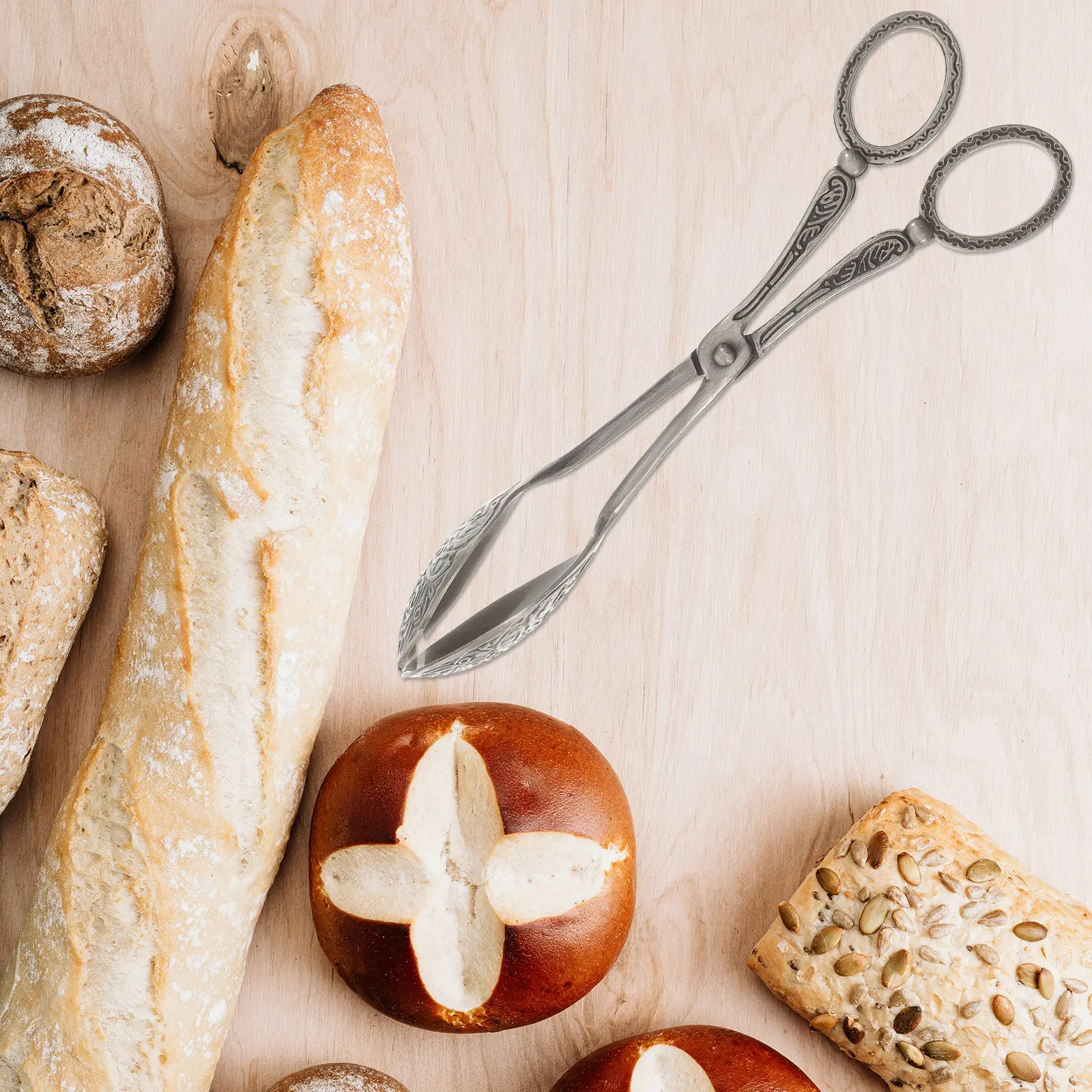 Zinc Alloy Cake Tongs Bread Scissors Kitchen Serving Tools Food Clips for Home Party Buffet BBQ Restaurant Toast Fruit