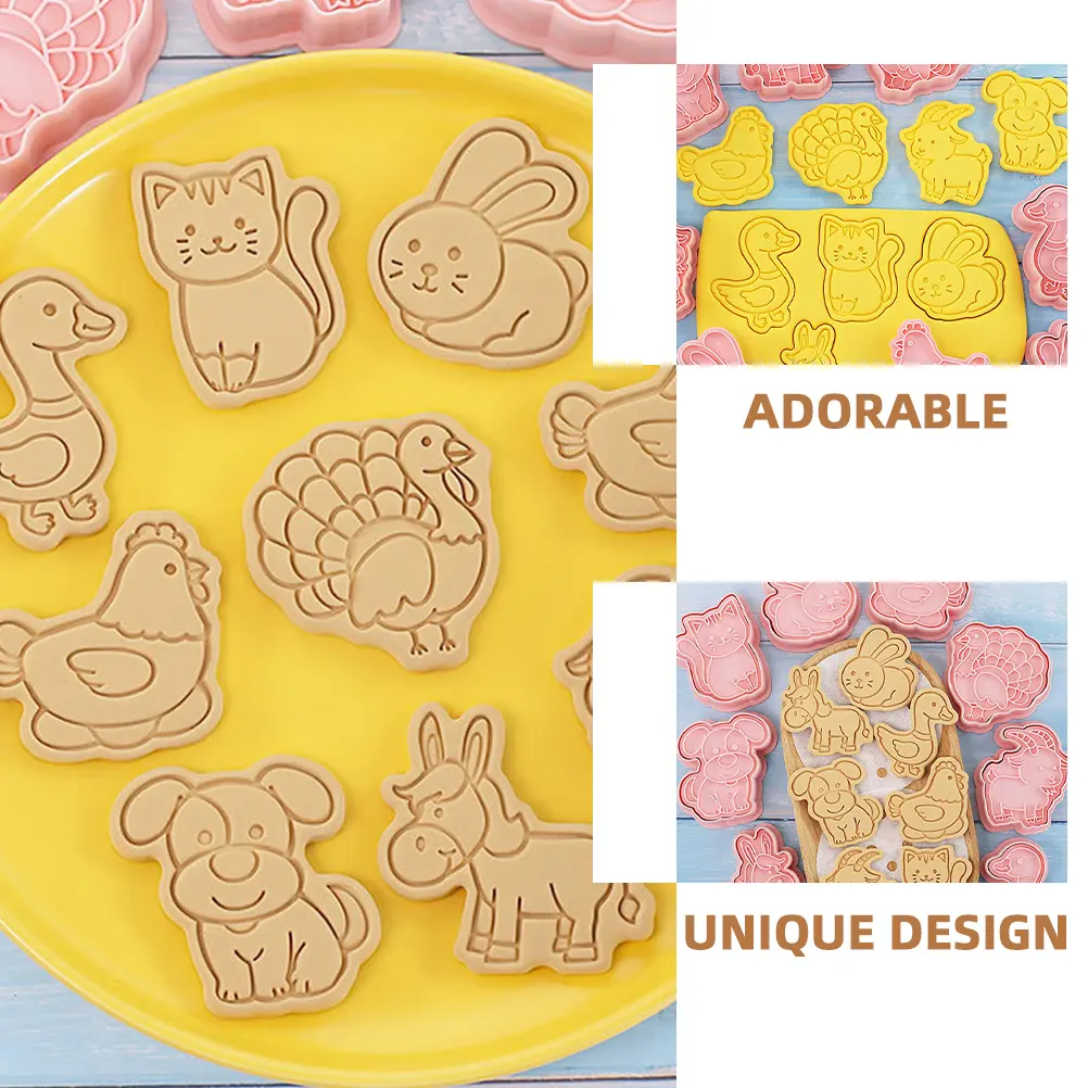 Animal Biscuits Mold Cookie for Baking Cookies Dinosaur Shaped Reusable PP Smooth Various Patterns Interesting Design