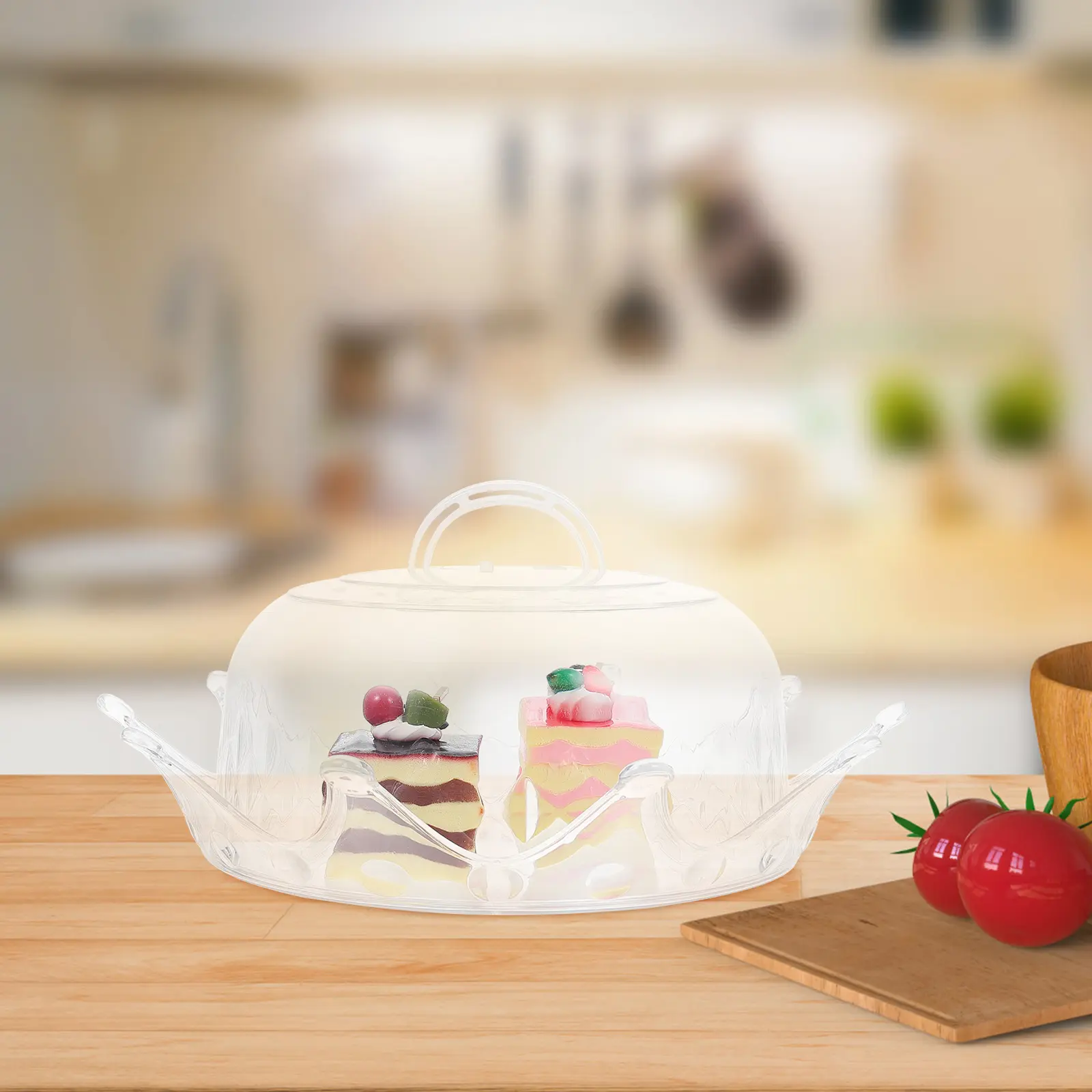 Transparent Cake Transparent Cake St Dessert Tray Lid for Party Display Fresh Keeping Plastic Food Cover St Bracket Holder