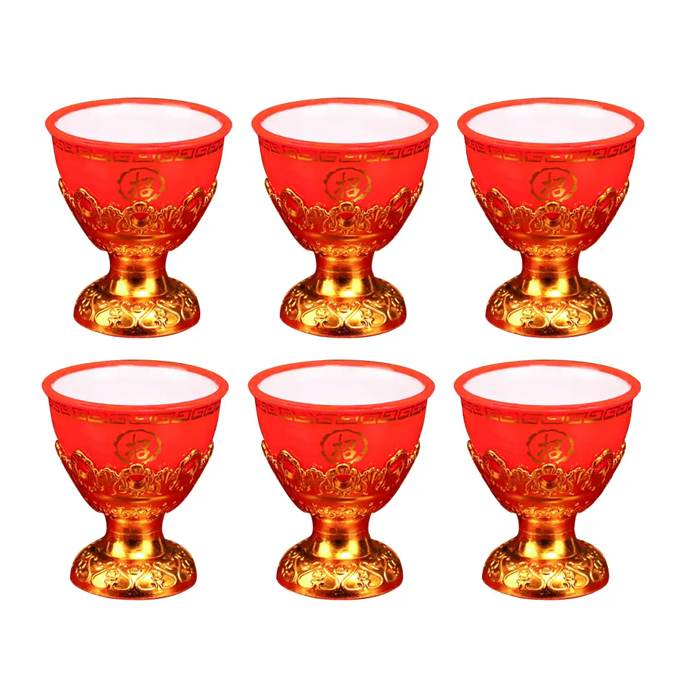 6 Pcs High Foot Cup 30ml Offering Bowl for Buddha Worship Ritual Multi Function Holy Container Small Plastic Tabletop