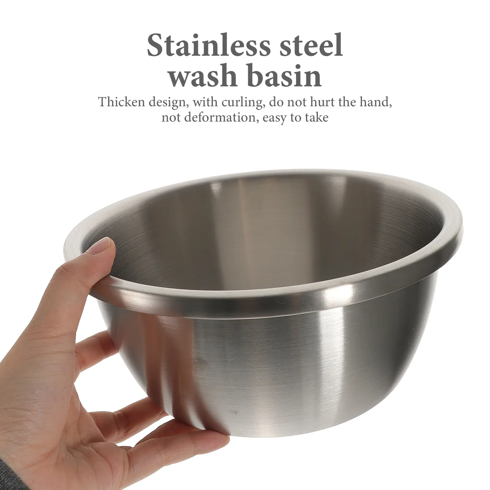 Stainless Steel Vegetable Basin Washing Bowl Salad Mixing Metal Bowl Fruit Container Easy Clean Thick Design Uniform