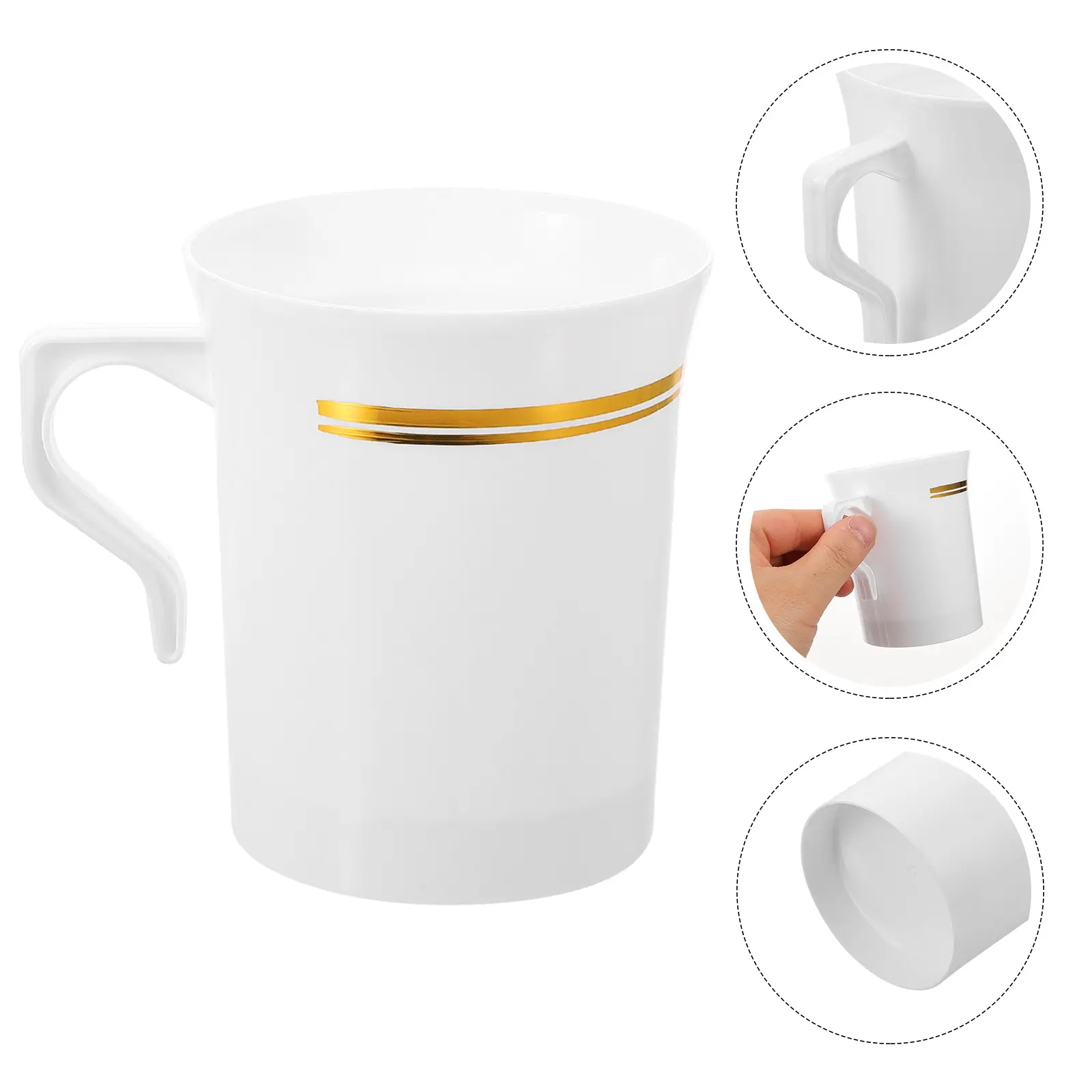 10pcs Coffee Cup Large Capacity Plastic Mug with Handle for Travel Party Daily Use Tea Milk Water Cup Lightweight Portable