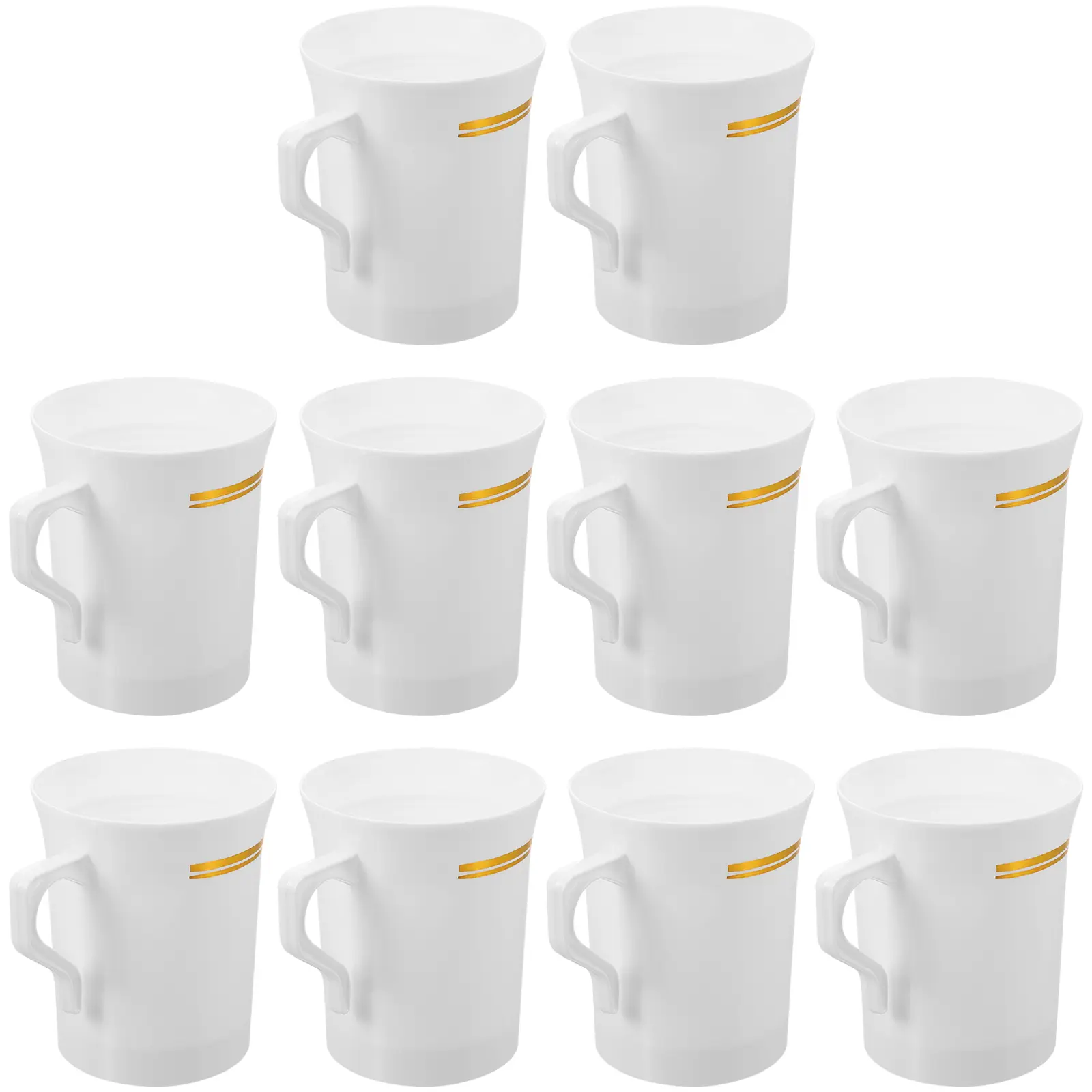 10pcs Coffee Cup Large Capacity Plastic Mug with Handle for Travel Party Daily Use Tea Milk Water Cup Lightweight Portable