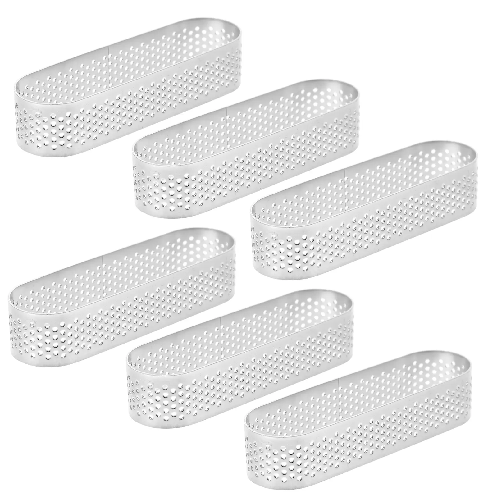 6pcs Stainless Steel Oval Tart Ring Baking Mold Non-Stick Mousse Cake Ring Easy Release Cheesecake Crumpet Bakeware for Dessert