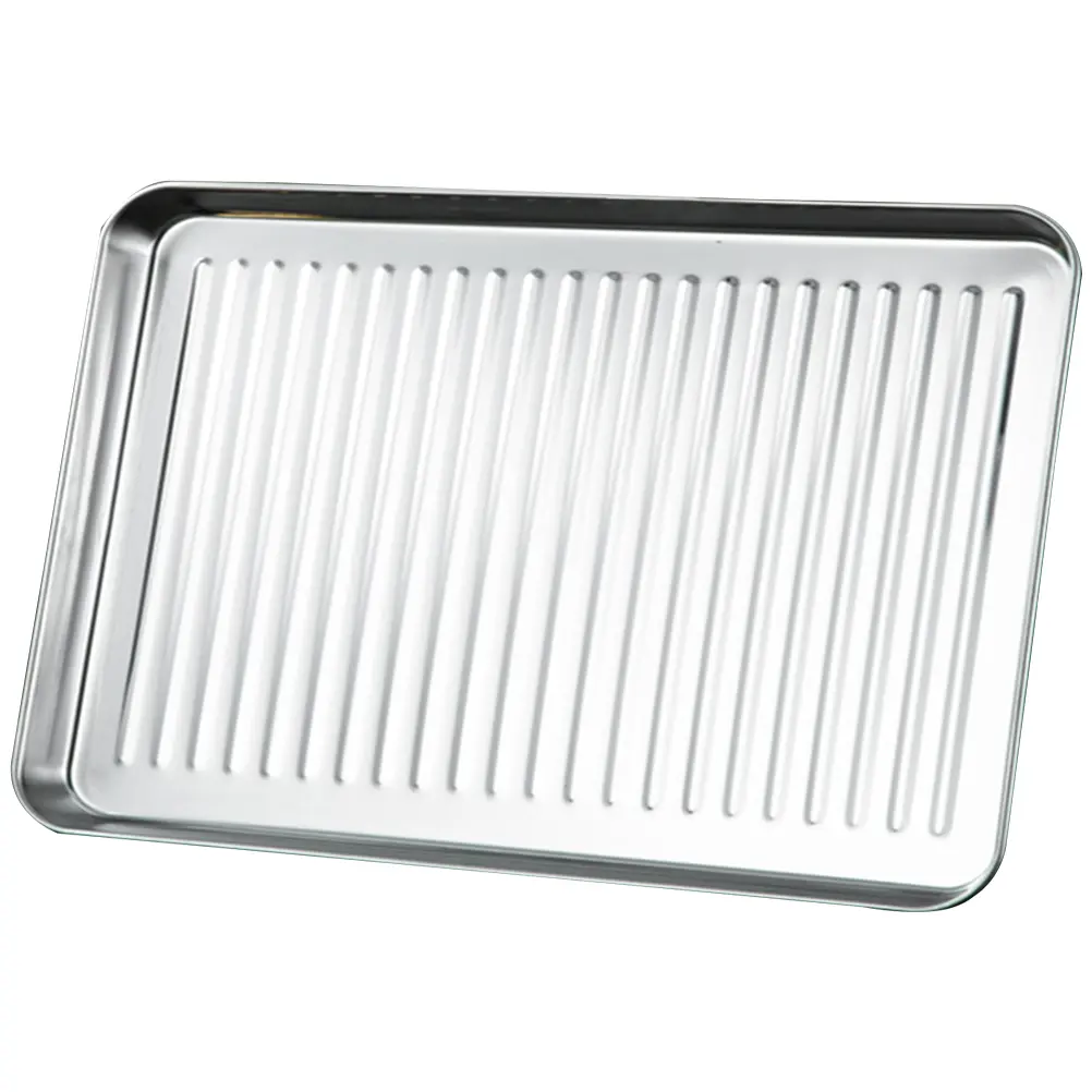 Stainless Steel Non Stick Kitchen Bakeware Bread Baking Pan Bread Pizza Dumplings Plate Tray Large Capacity Easy Clean