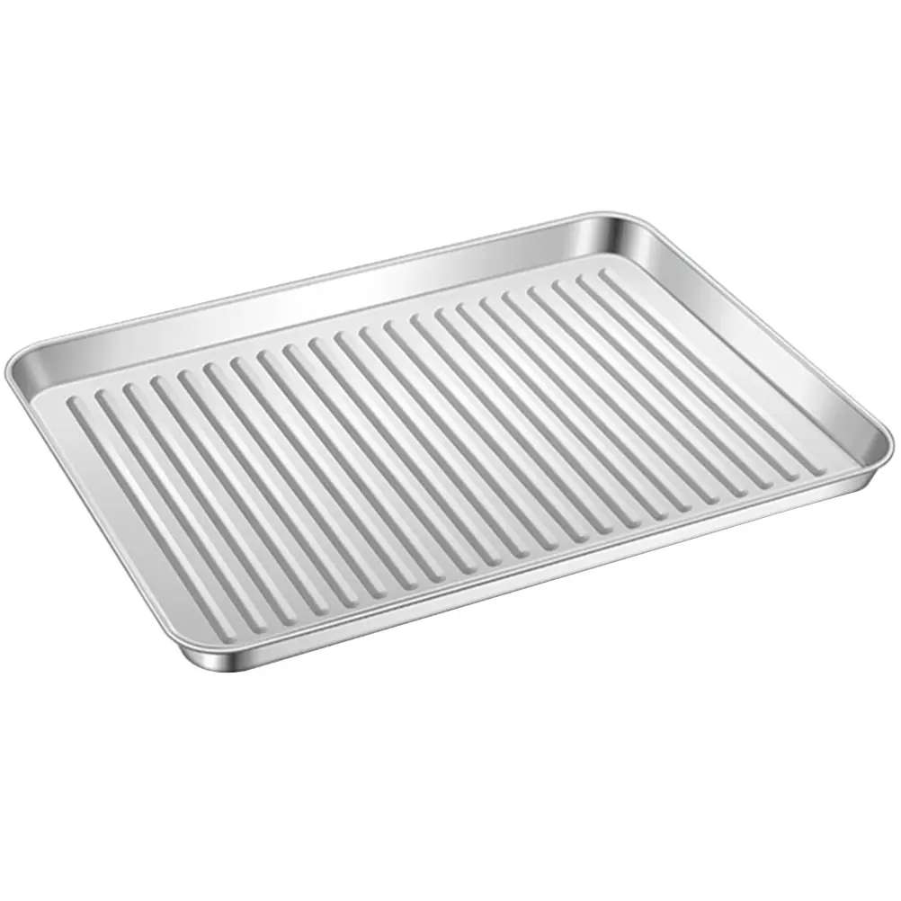 Stainless Steel Non Stick Kitchen Bakeware Bread Baking Pan Bread Pizza Dumplings Plate Tray Large Capacity Easy Clean