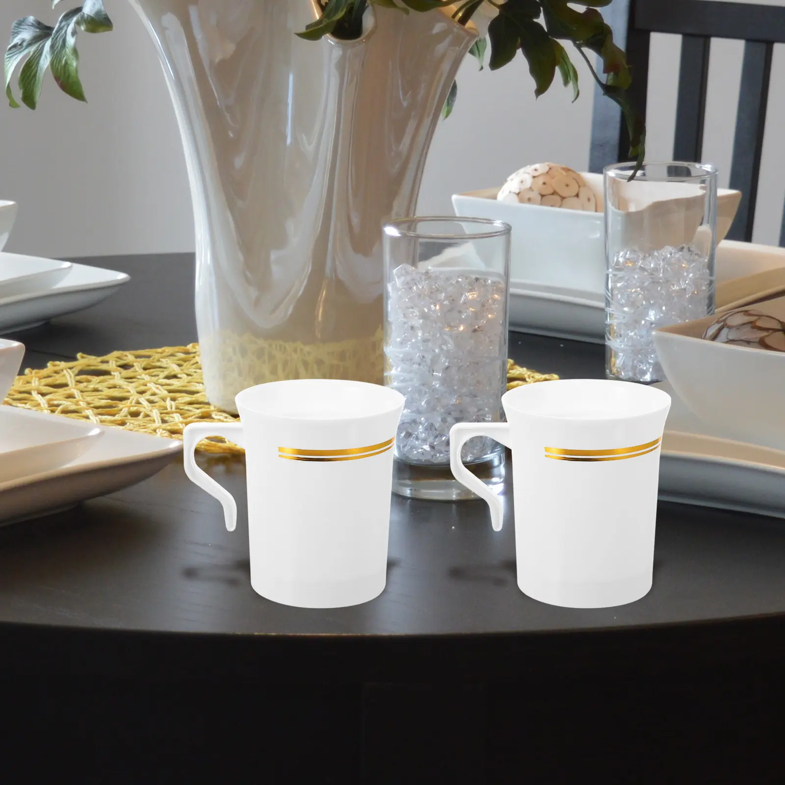 10pcs Coffee Cup Large Capacity Plastic Mug with Handle for Travel Party Daily Use Tea Milk Water Cup Lightweight Portable