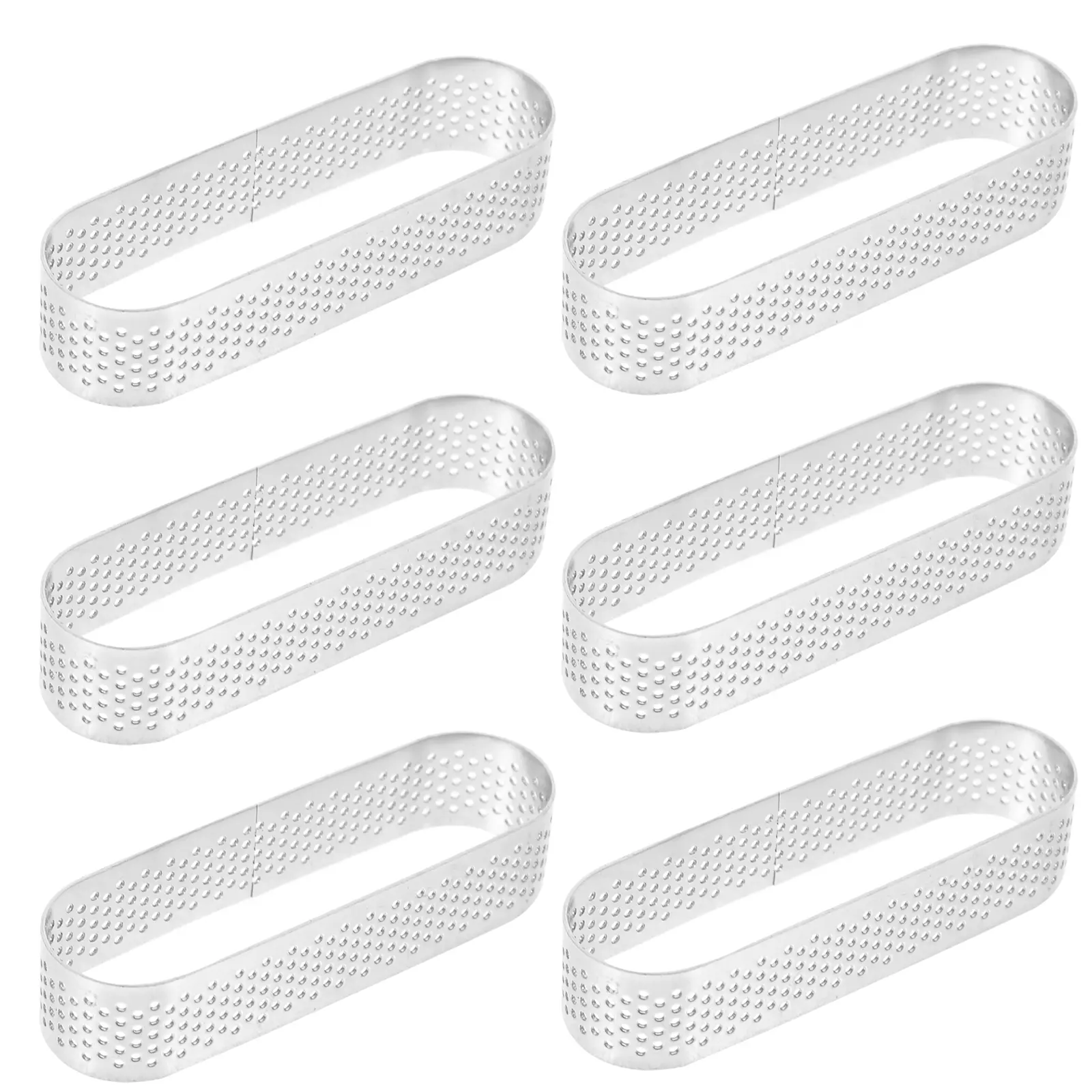 6pcs Stainless Steel Oval Tart Ring Baking Mold Non-Stick Mousse Cake Ring Easy Release Cheesecake Crumpet Bakeware for Dessert