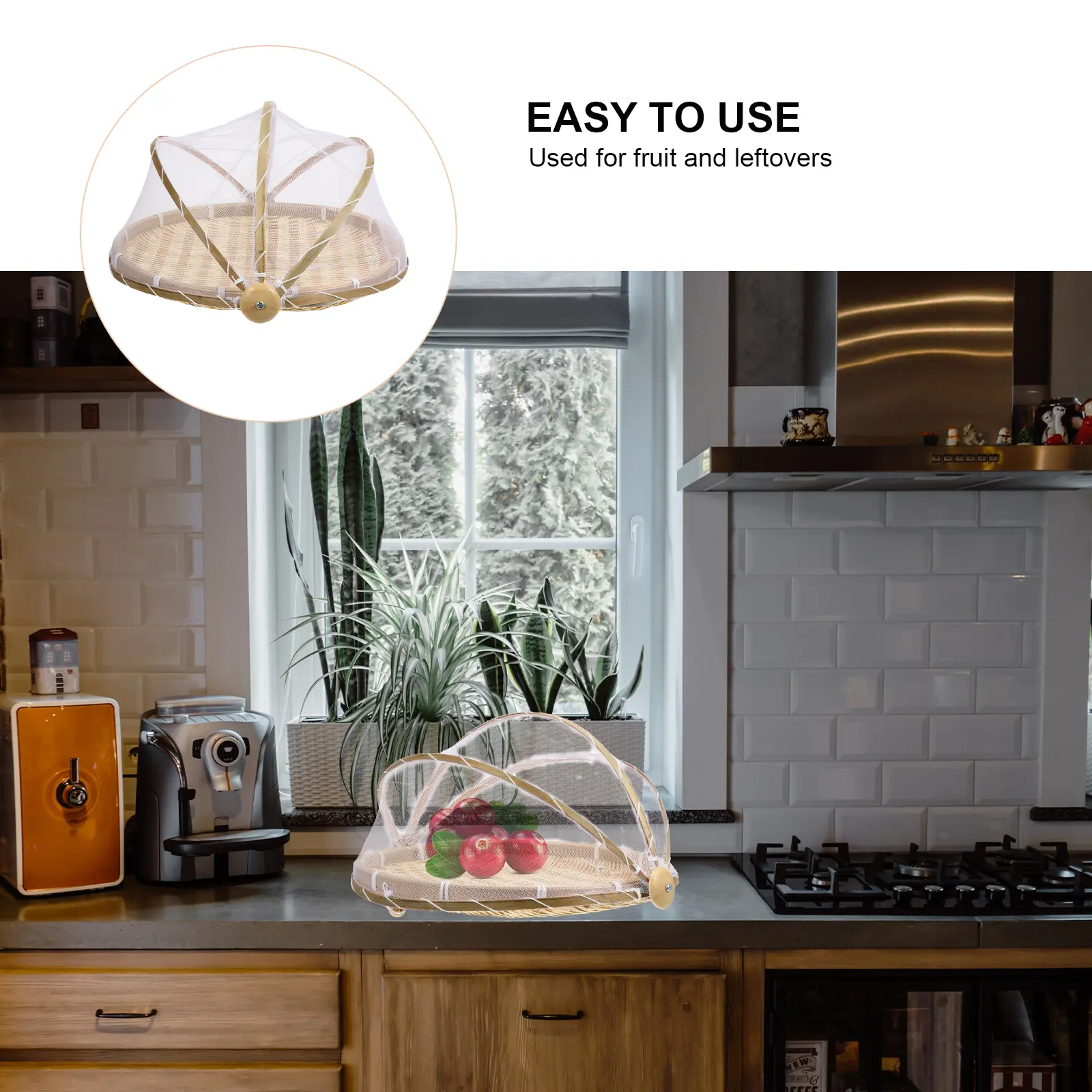 Bamboo Storage Basket Dustproof Food Container Woven Baskets Material Long Lasting Home Decor Style Practical
