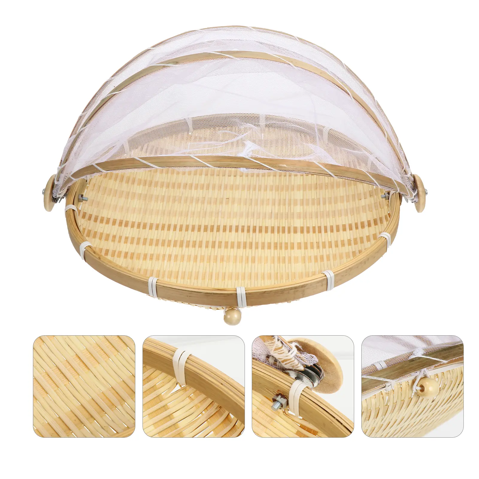 Bamboo Storage Basket Dustproof Food Container Woven Baskets Material Long Lasting Home Decor Style Practical