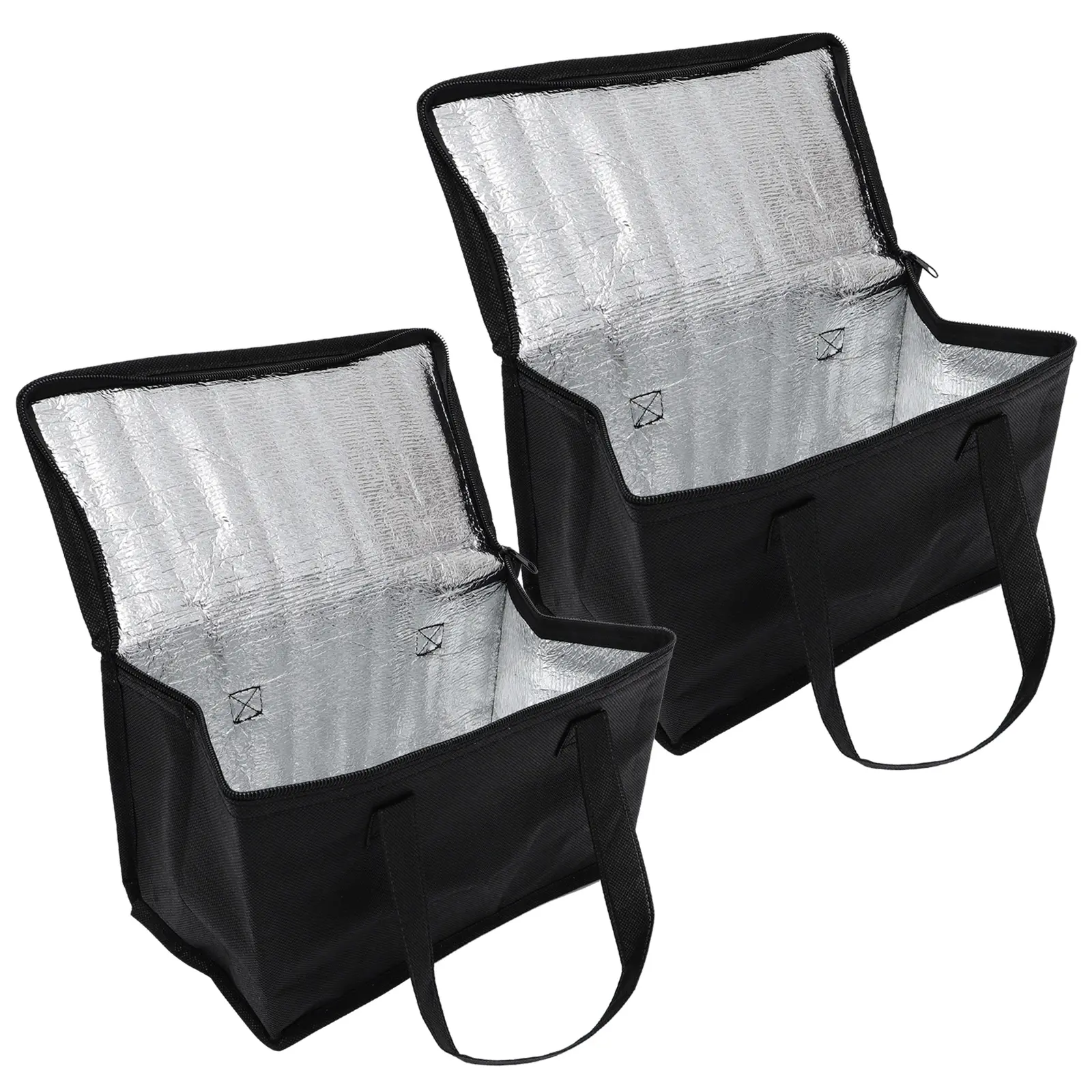 2pcs Thermal Bags Large Capacity Insulation Portable Lunch Box Bag Black Non-woven Food Storage Keeps Warm Cold