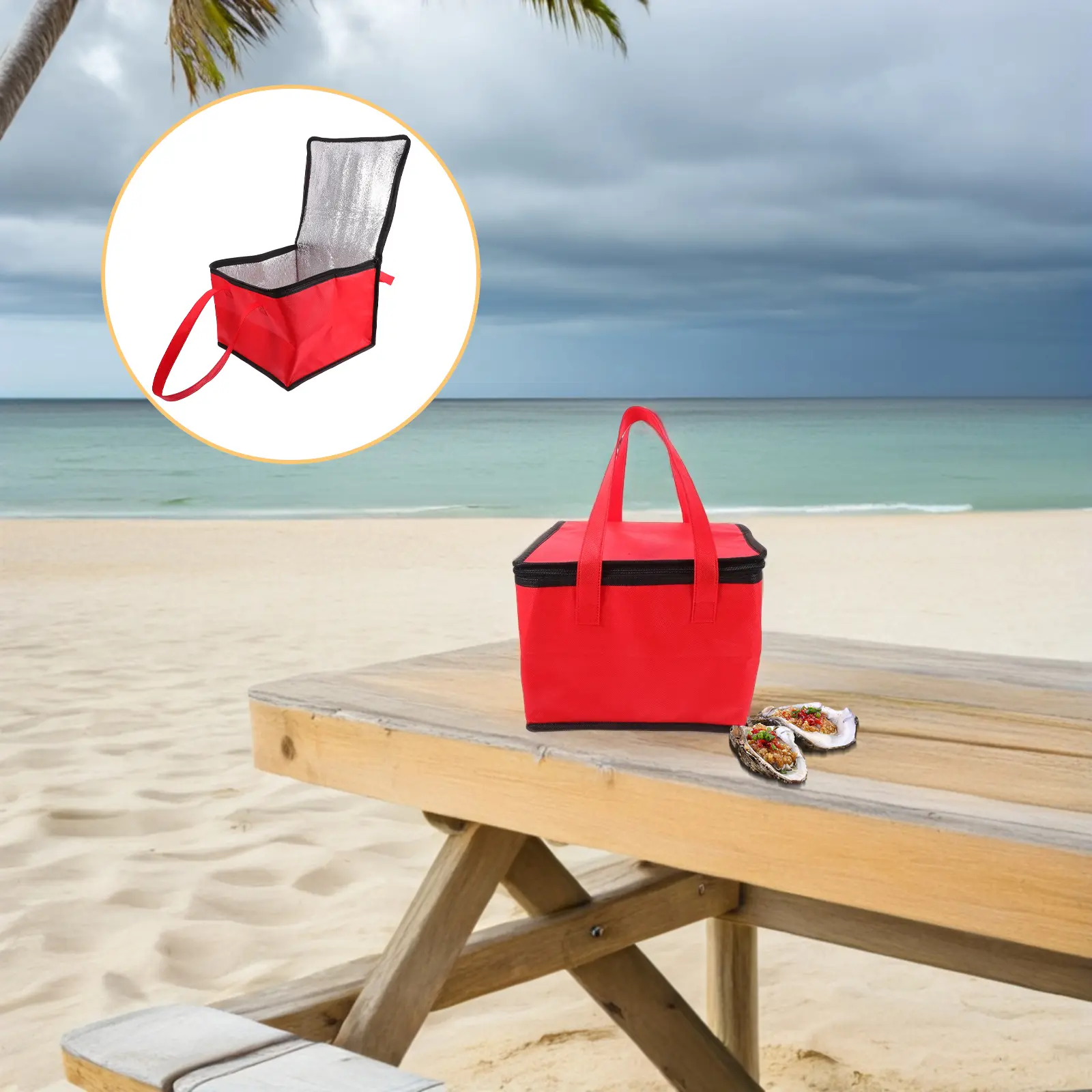 Insulated Food Delivery Bag Inch 27x27x20 Aluminum Foil Catering Bag for Hot Cold Food Pizza Seafood Cake Storage