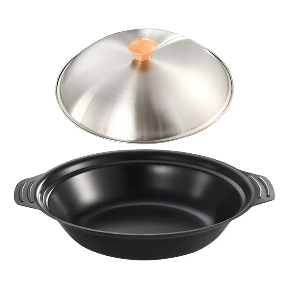 Metal Cookware Practical Portable Kitchen Hot Pot Reusable Food Cooking Household Metal Wok Wear Resistant Fry Wok