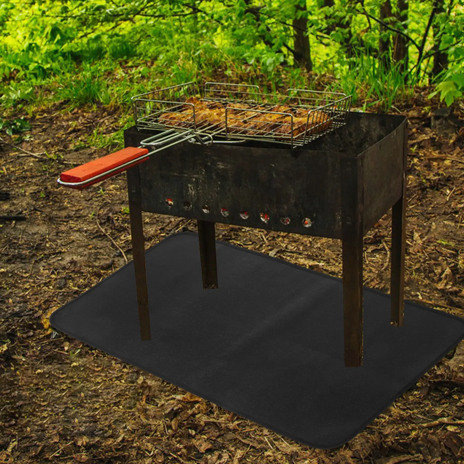 Outdoor Grill Mats Deck Protector Heat Resistant Fireproof Mat Large Coverage Portable BBQ Tools Insulation Floor Mat Fireplace