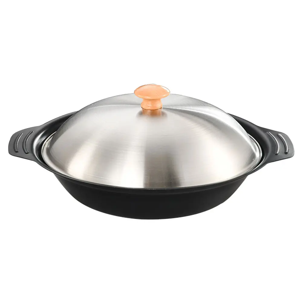 Metal Cookware Practical Portable Kitchen Hot Pot Reusable Food Cooking Household Metal Wok Wear Resistant Fry Wok