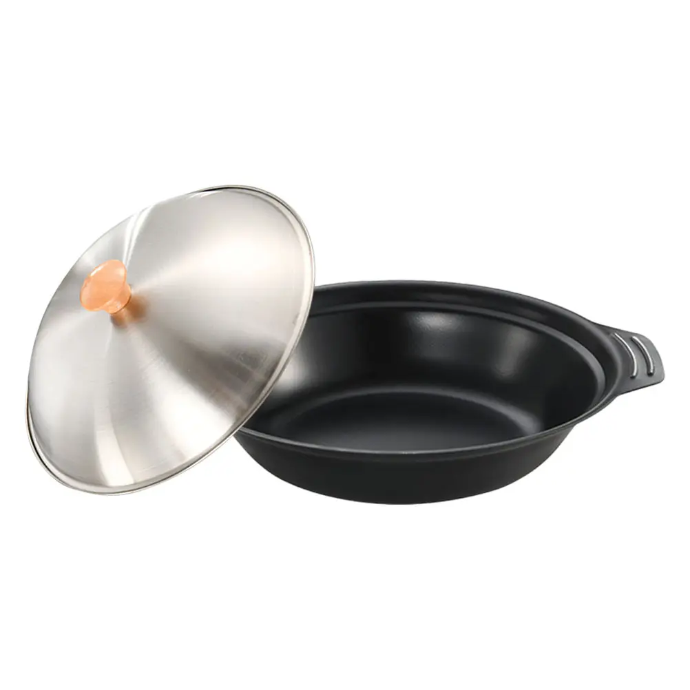 Metal Cookware Practical Portable Kitchen Hot Pot Reusable Food Cooking Household Metal Wok Wear Resistant Fry Wok