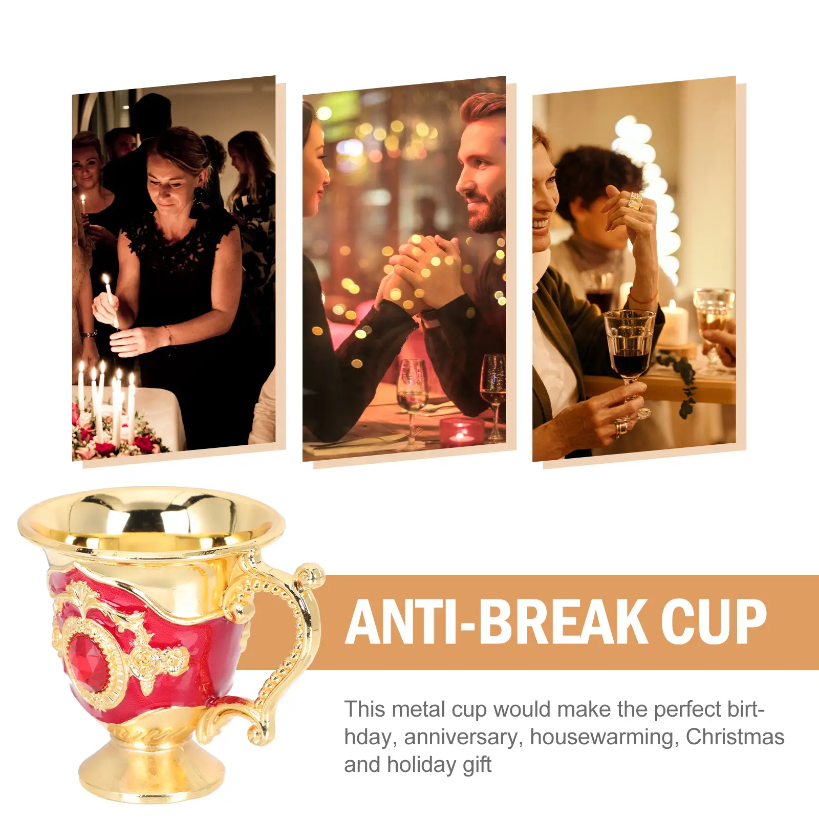 Stylish Metal Liquor Cup for Whiskey Tequila European Style Anti break Home Kitchenware Elegant Drink Container