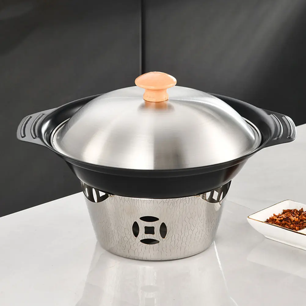 Metal Cookware Practical Portable Kitchen Hot Pot Reusable Food Cooking Household Metal Wok Wear Resistant Fry Wok