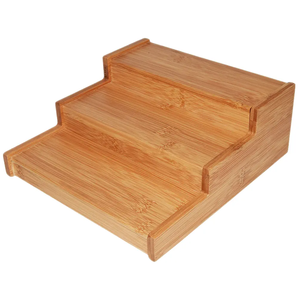 Bamboo Spice Rack 3-Tier Small Expandable Kitchen Organizer Countertop Cabinet Shelf Storage Telescopic Household