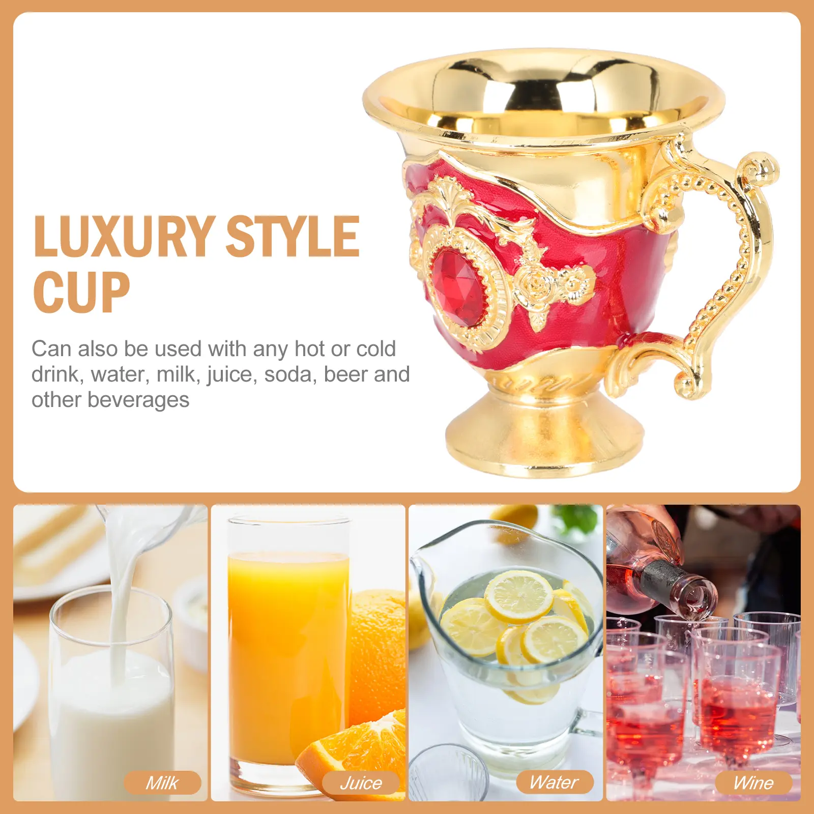 Stylish Metal Liquor Cup for Whiskey Tequila European Style Anti break Home Kitchenware Elegant Drink Container