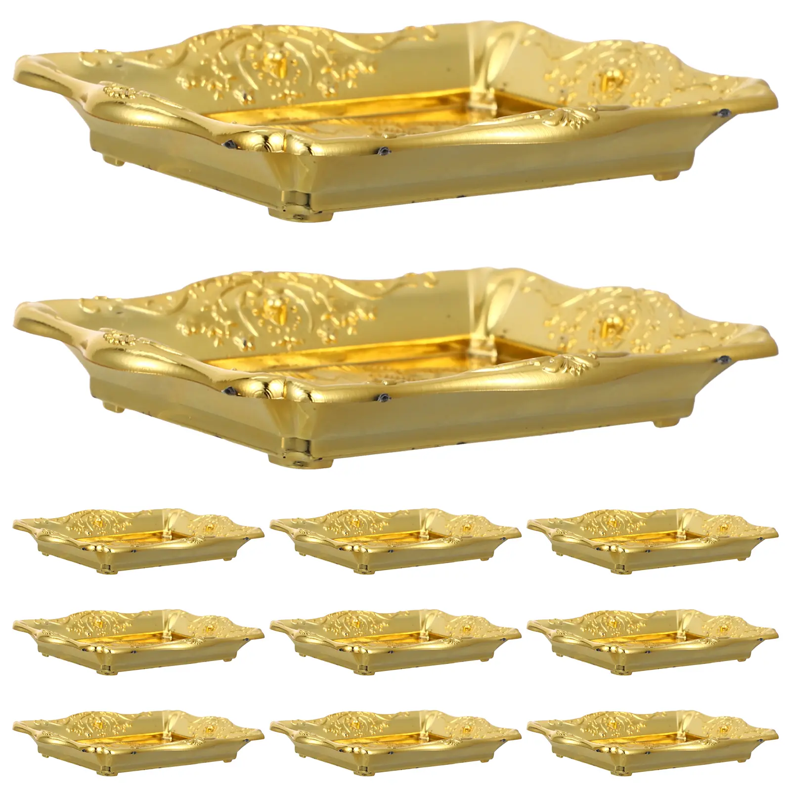 12pcs Golden Cake St Dessert Tray Plastic Round Serving Platters Party Food Display Plates Elegant Decorative Trays