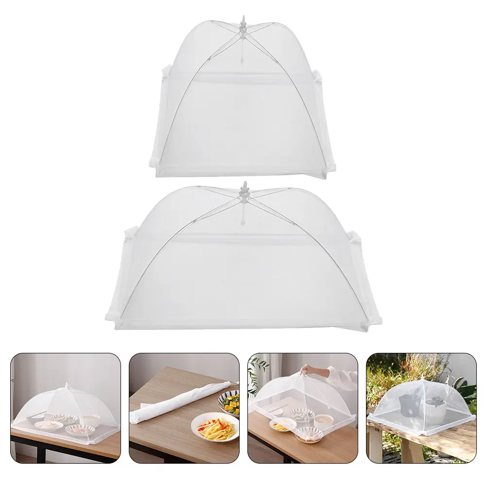 2pcs Food Cover Mesh Household Protector Tent for Kitchen Restaurant Proofing Umbrella Handle
