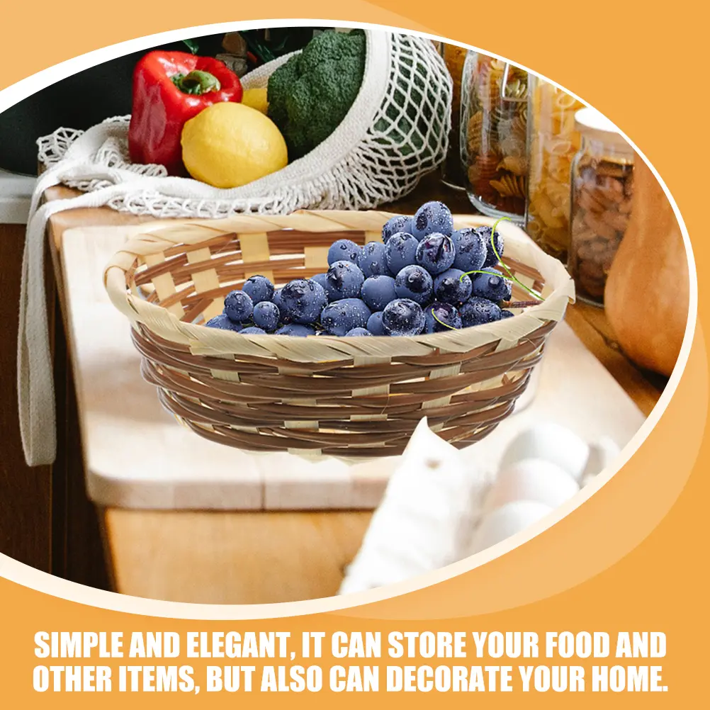 5 Pcs Fruit Basket Woven Storage Container Bread Food Serving Kitchen Dining Woven Basket Area Decorative