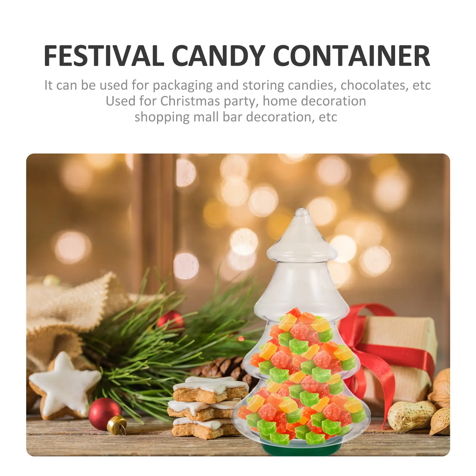 Creative Christmas Tree Jar Transparent PET Storage Container Gifts for Parties Cookies Chocolate Toys Decorations