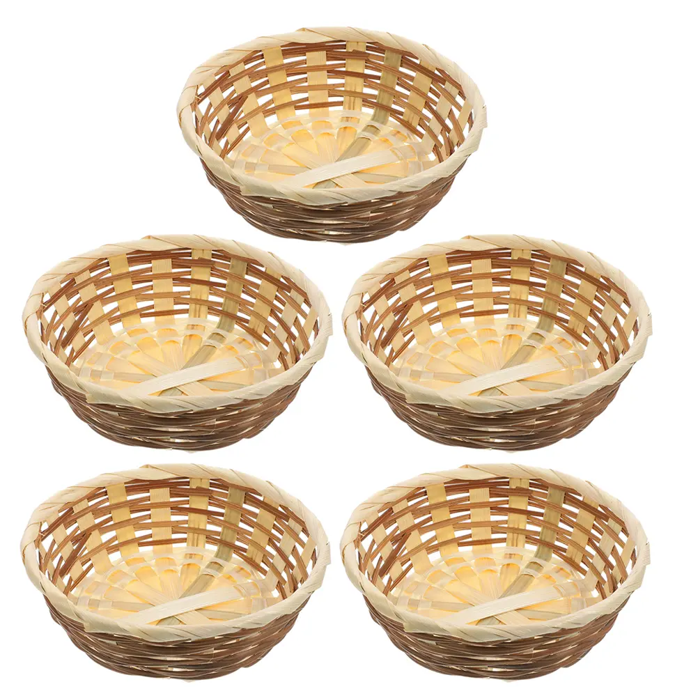 5 Pcs Fruit Basket Woven Storage Container Bread Food Serving Kitchen Dining Woven Basket Area Decorative