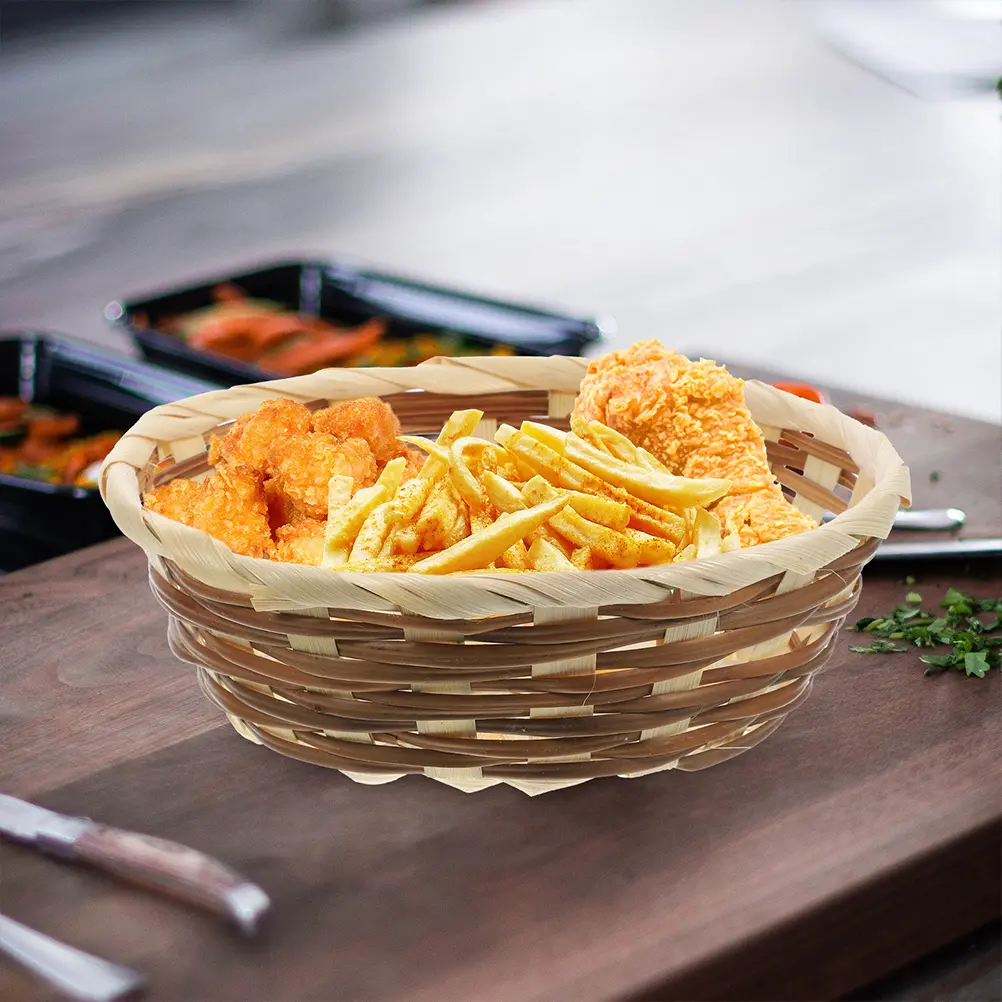 5 Pcs Fruit Basket Woven Storage Container Bread Food Serving Kitchen Dining Woven Basket Area Decorative