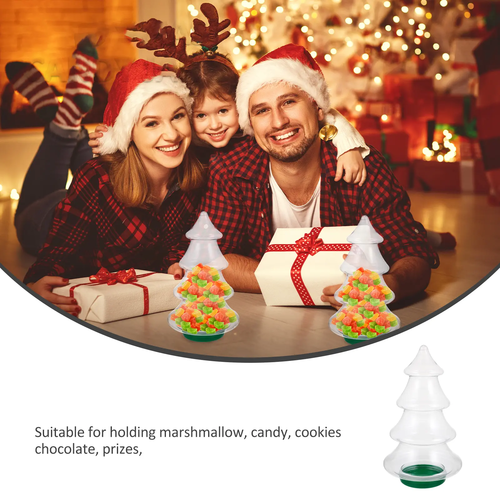 Creative Christmas Tree Jar Transparent PET Storage Container Gifts for Parties Cookies Chocolate Toys Decorations