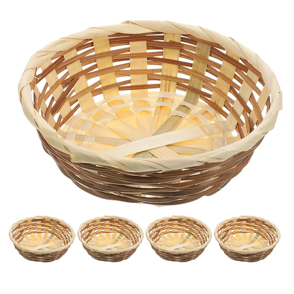 5 Pcs Fruit Basket Woven Storage Container Bread Food Serving Kitchen Dining Woven Basket Area Decorative