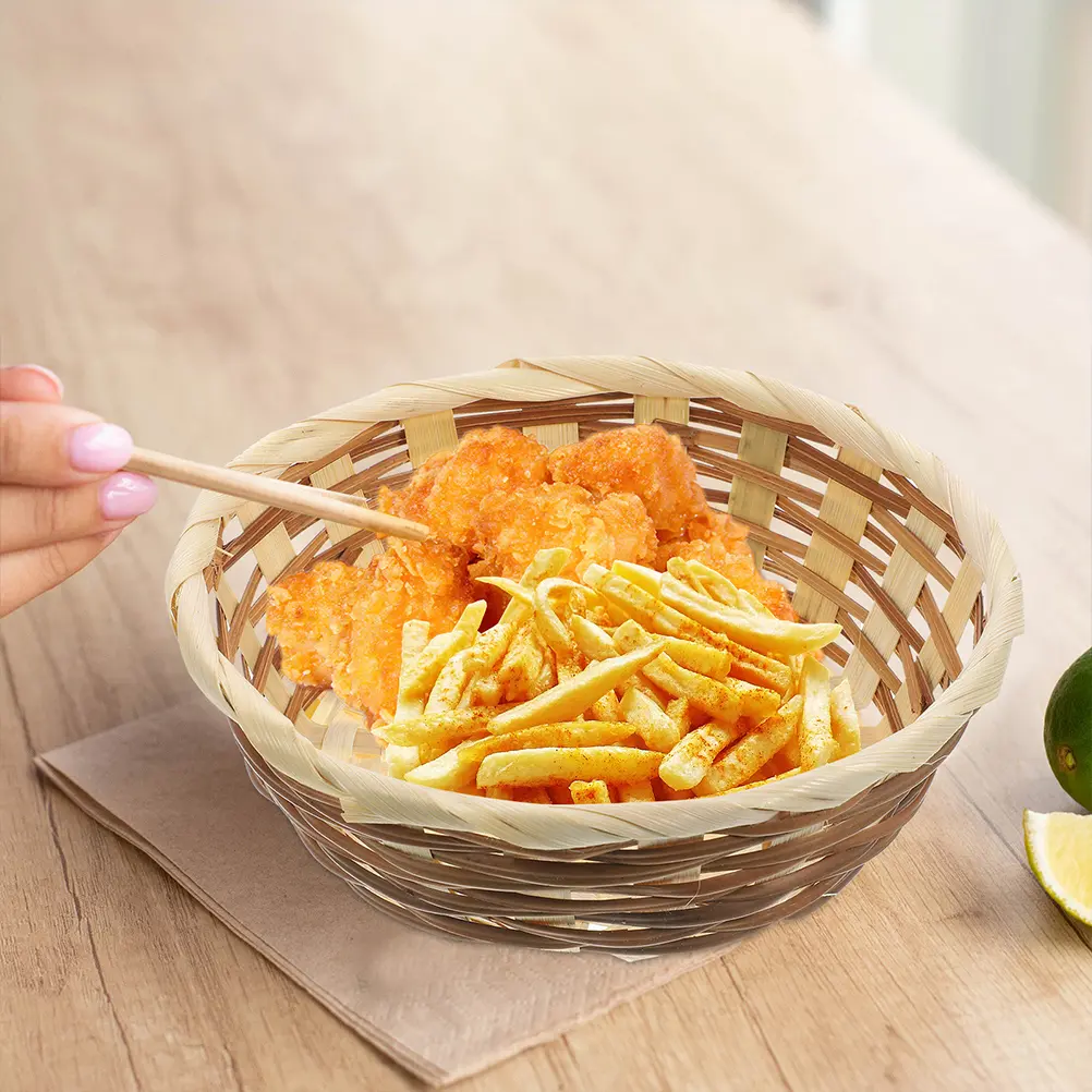 5 Pcs Fruit Basket Woven Storage Container Bread Food Serving Kitchen Dining Woven Basket Area Decorative
