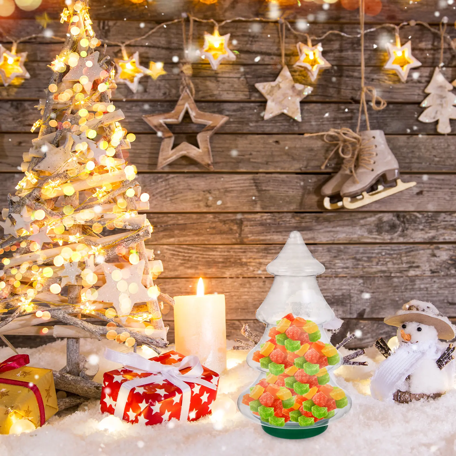 Creative Christmas Tree Jar Transparent PET Storage Container Gifts for Parties Cookies Chocolate Toys Decorations