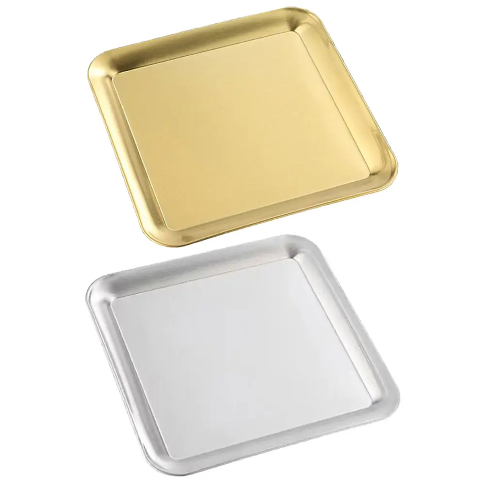 2pcs Stainless Trays For Baking Baking Pan Thickened 304 Food Tray Golden Oven Tray Silver BBQ Oven Trays Cooking