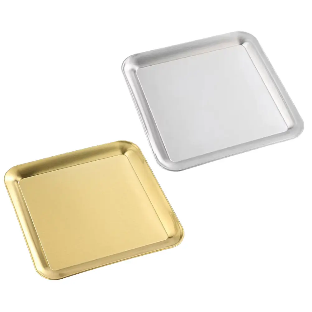 2pcs Stainless Trays For Baking Baking Pan Thickened 304 Food Tray Golden Oven Tray Silver BBQ Oven Trays Cooking
