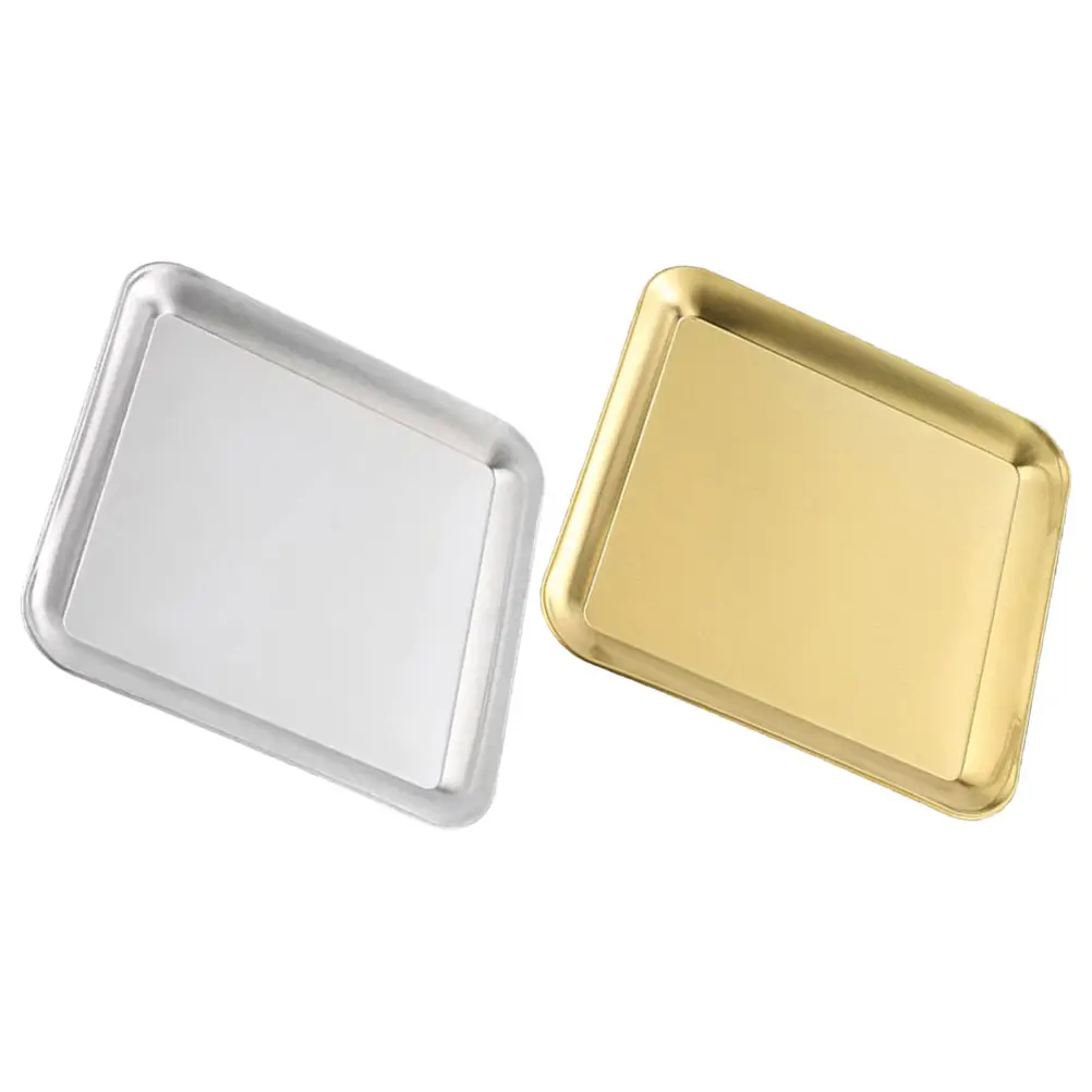 2pcs Stainless Trays For Baking Baking Pan Thickened 304 Food Tray Golden Oven Tray Silver BBQ Oven Trays Cooking