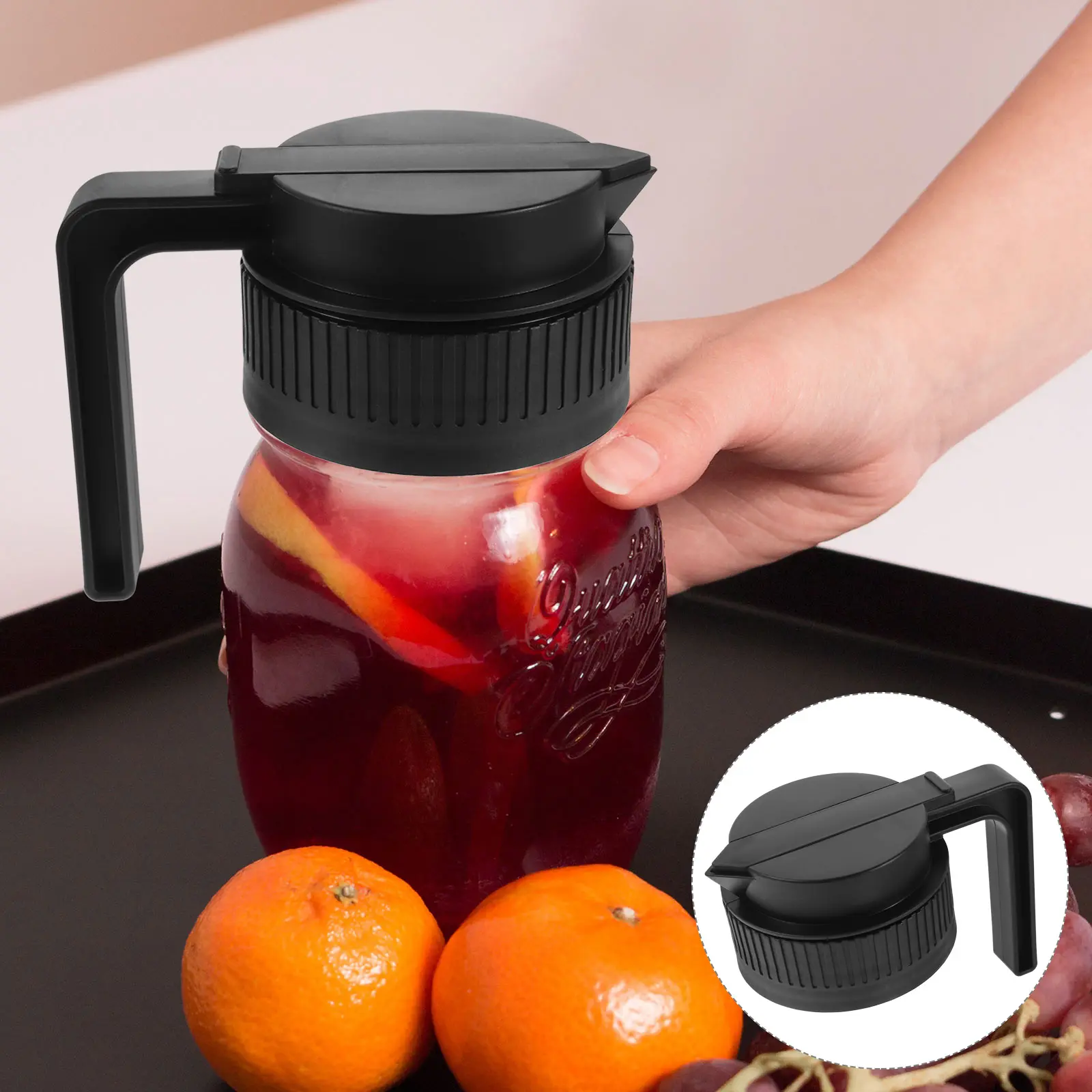 Wide Mouth Mason Jar Lid Black Plastic Container Covers for Coffee Tea Leakproof Bottle Protector H Dustproof Design Reusable