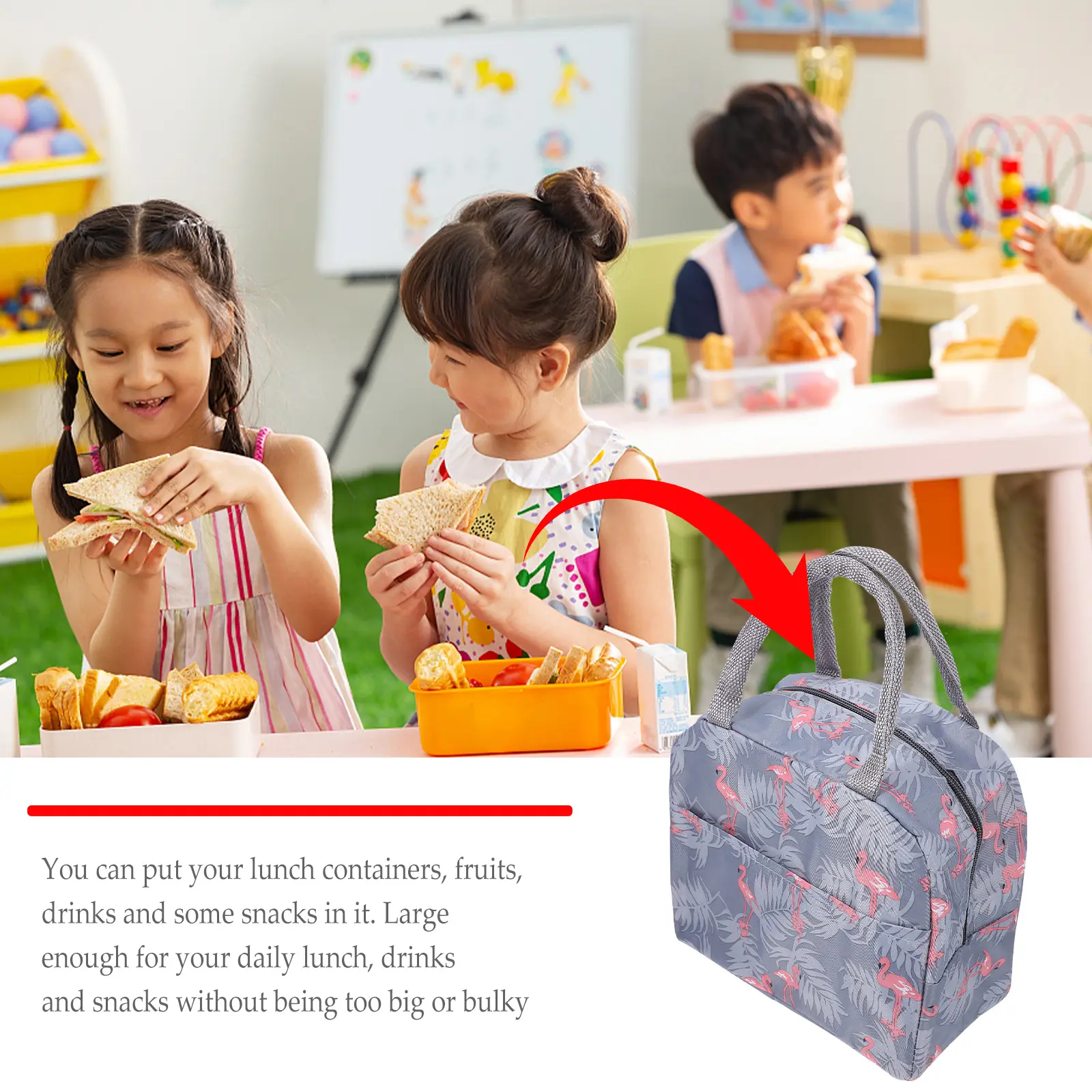 Tote Bags Insulated Lunch Storage Bento for Men Work Outdoor Picnic Lunchbag Light Grey Women Meal Office
