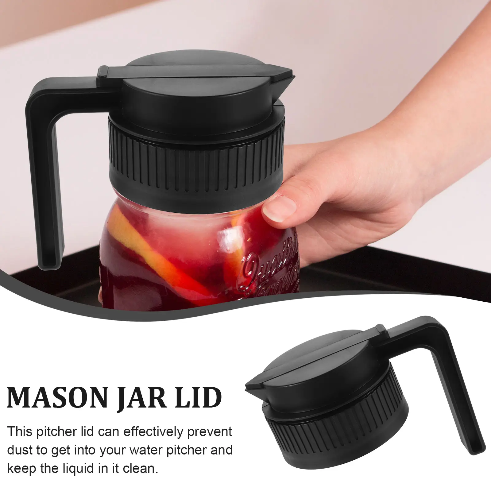 Wide Mouth Mason Jar Lid Black Plastic Container Covers for Coffee Tea Leakproof Bottle Protector H Dustproof Design Reusable